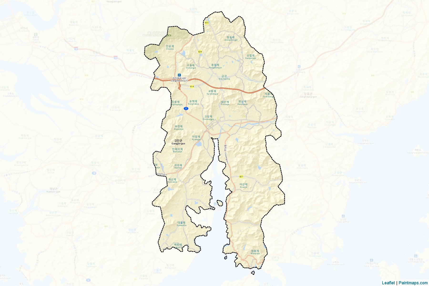 Muestras de recorte de mapas Gangjin (South Jeolla)-2