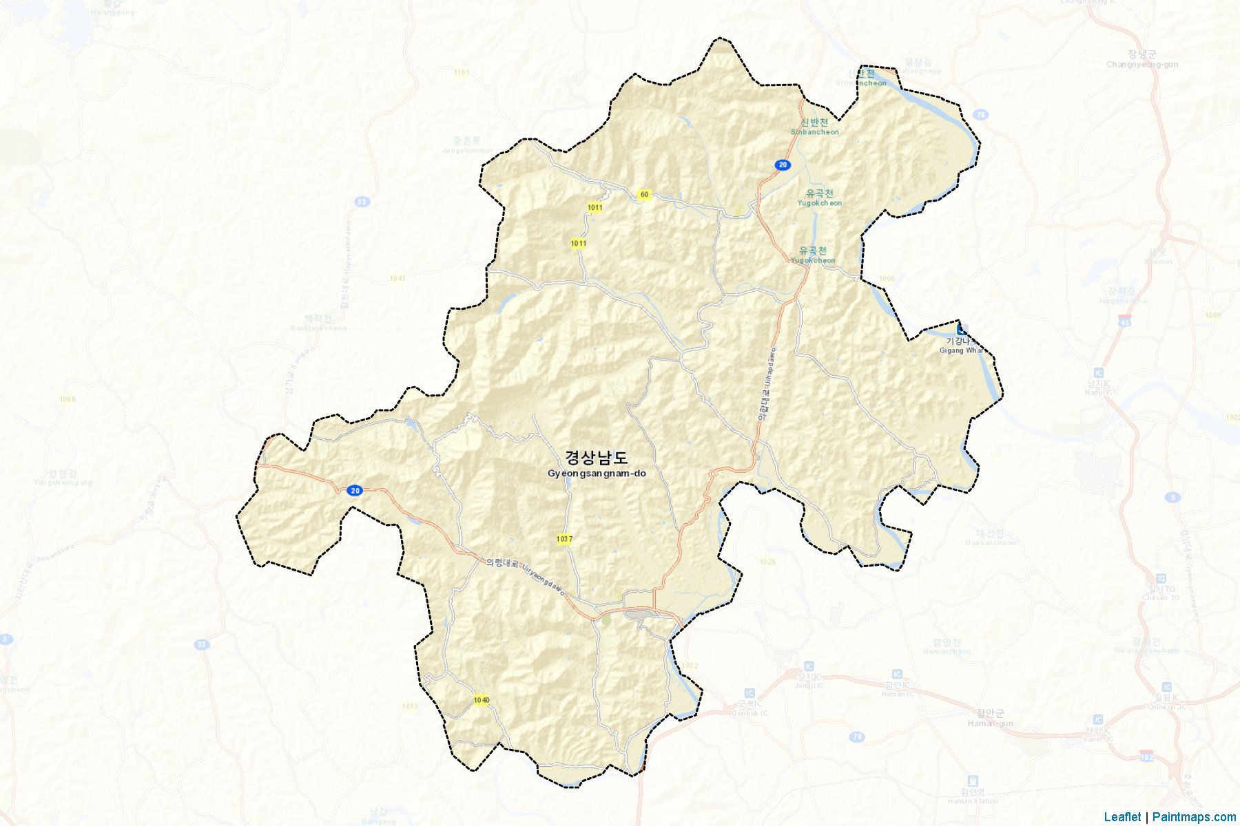 Muestras de recorte de mapas Uiryeong (South Gyeongsang)-2