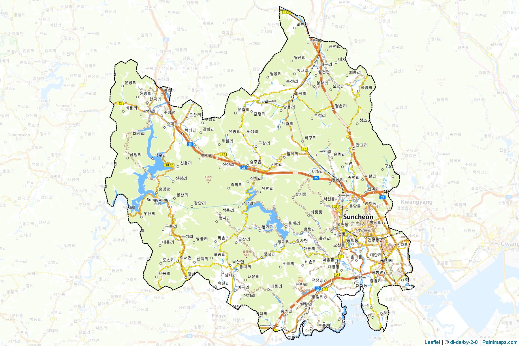 Muestras de recorte de mapas Suncheon (South Jeolla)-1