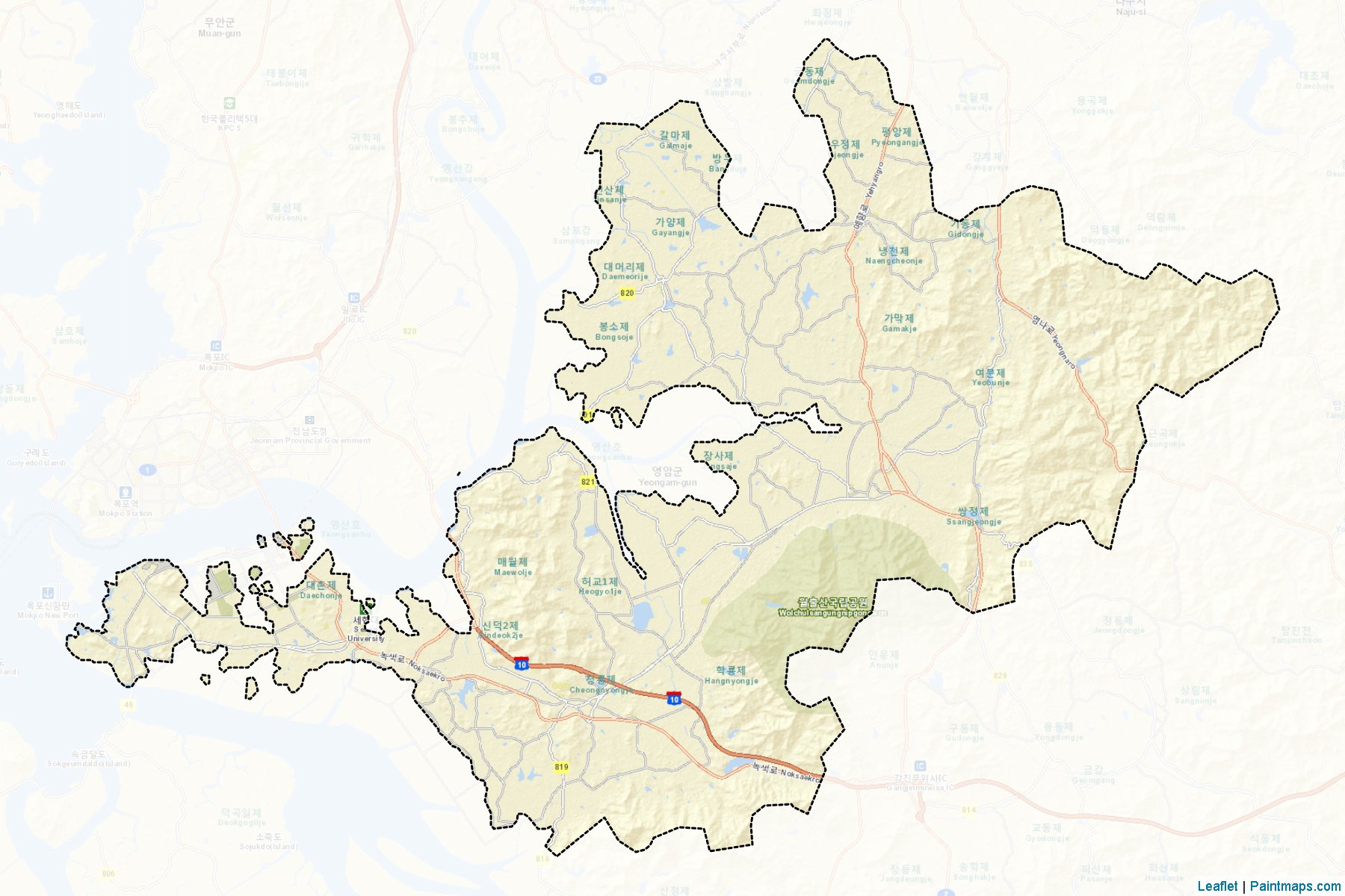 Muestras de recorte de mapas Yeongam (South Jeolla)-2