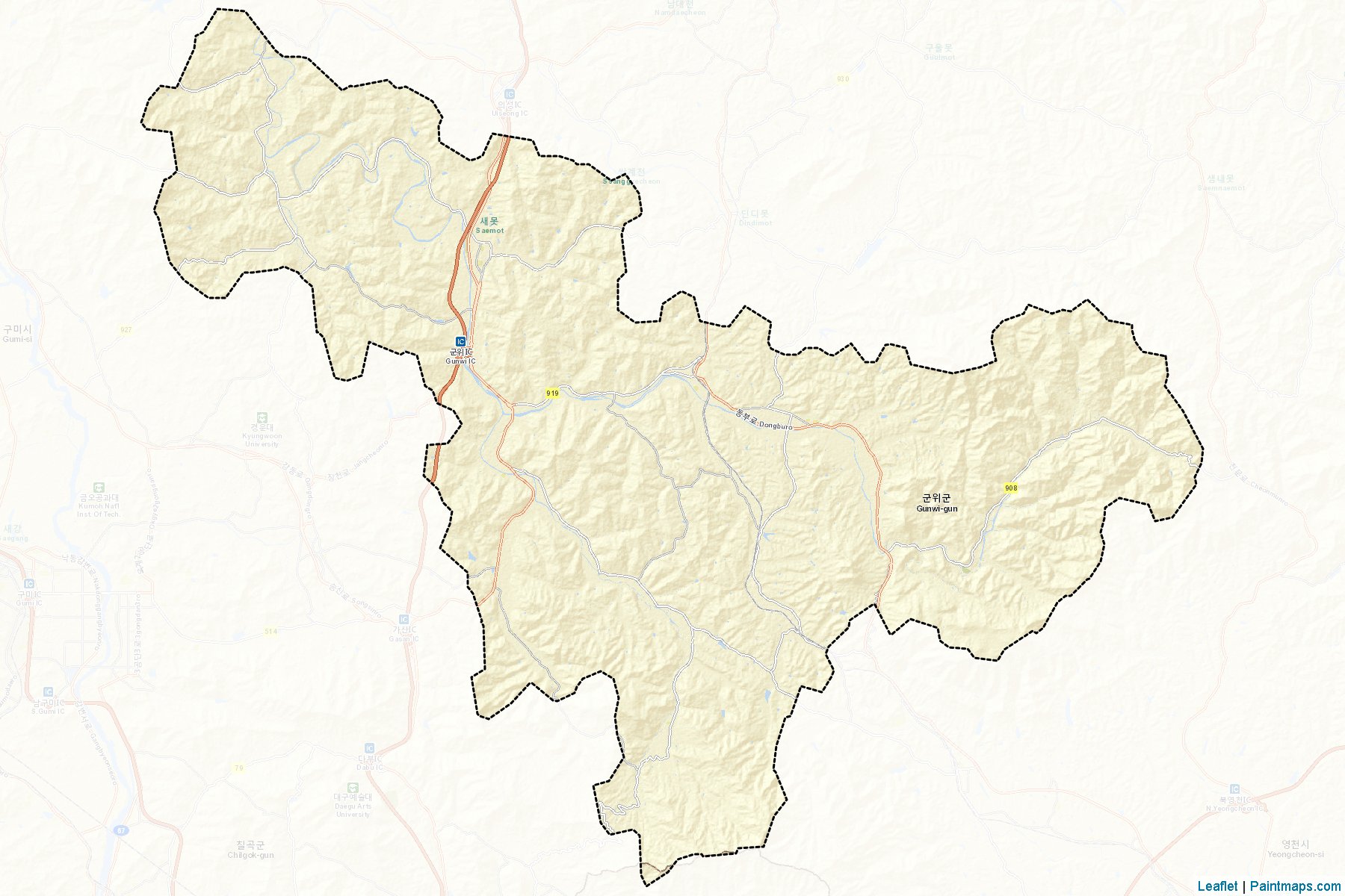 Muestras de recorte de mapas Gunwi (North Gyeongsang)-2