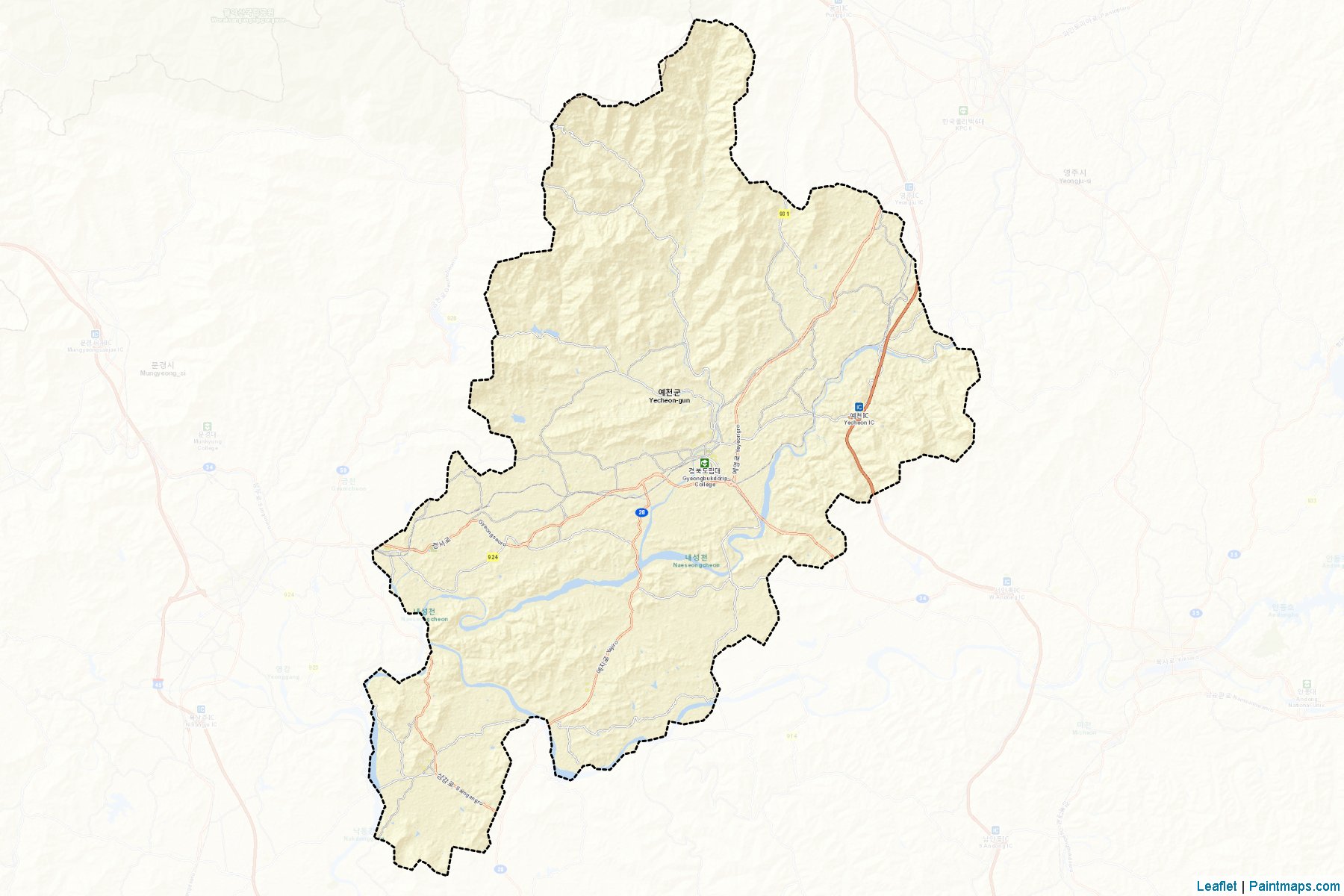 Muestras de recorte de mapas Yecheon (North Gyeongsang)-2