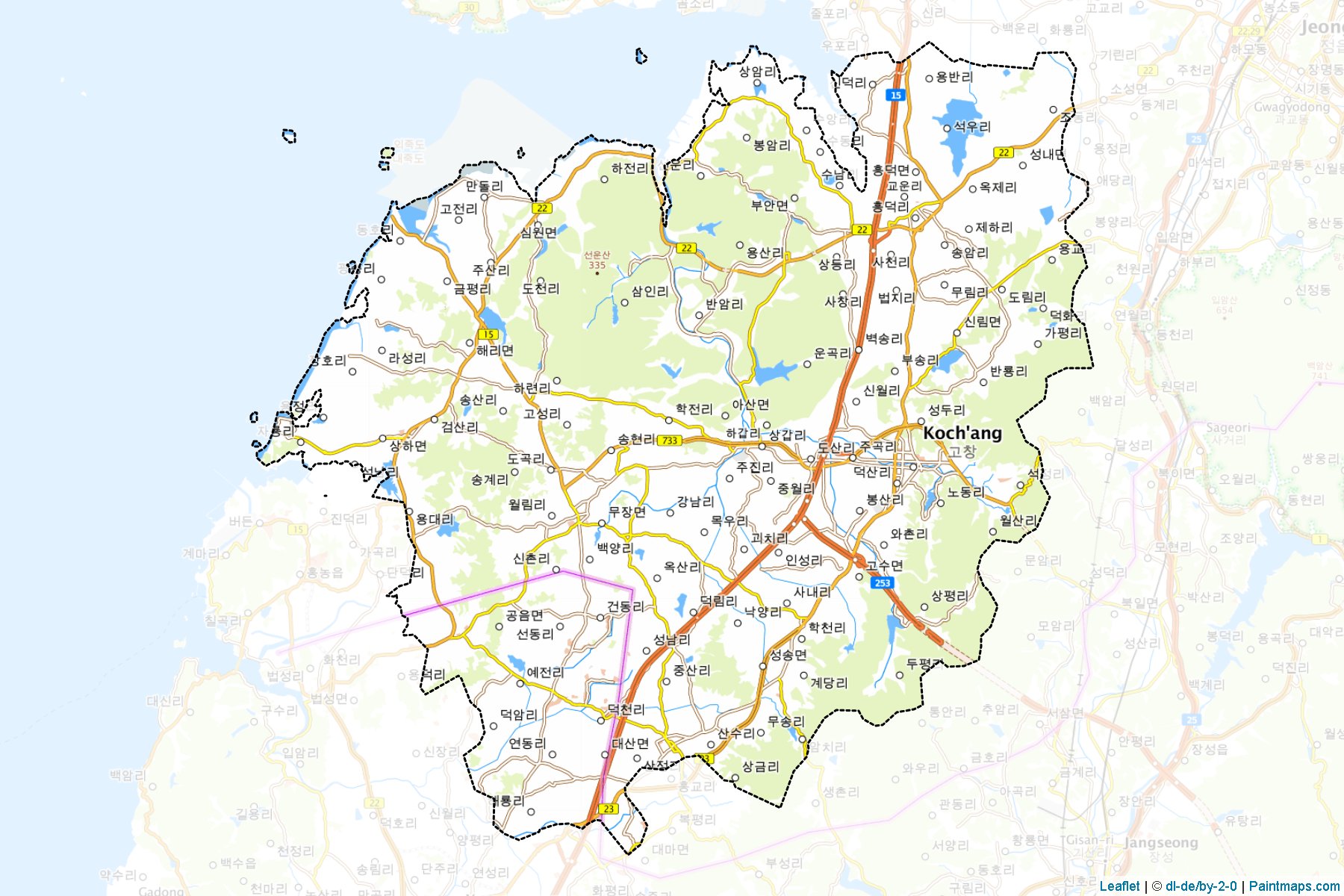 Muestras de recorte de mapas Gochang (North Jeolla)-1