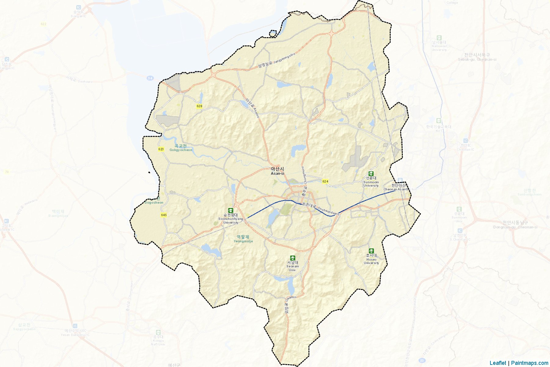 Muestras de recorte de mapas Asan (South Chungcheong)-2