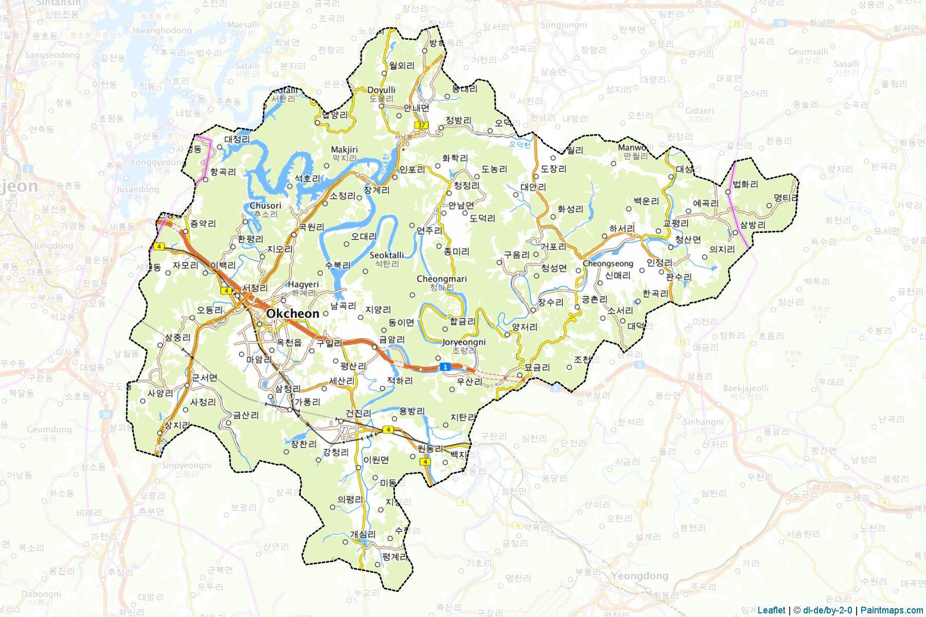 Muestras de recorte de mapas Okcheon (North Chungcheong)-1