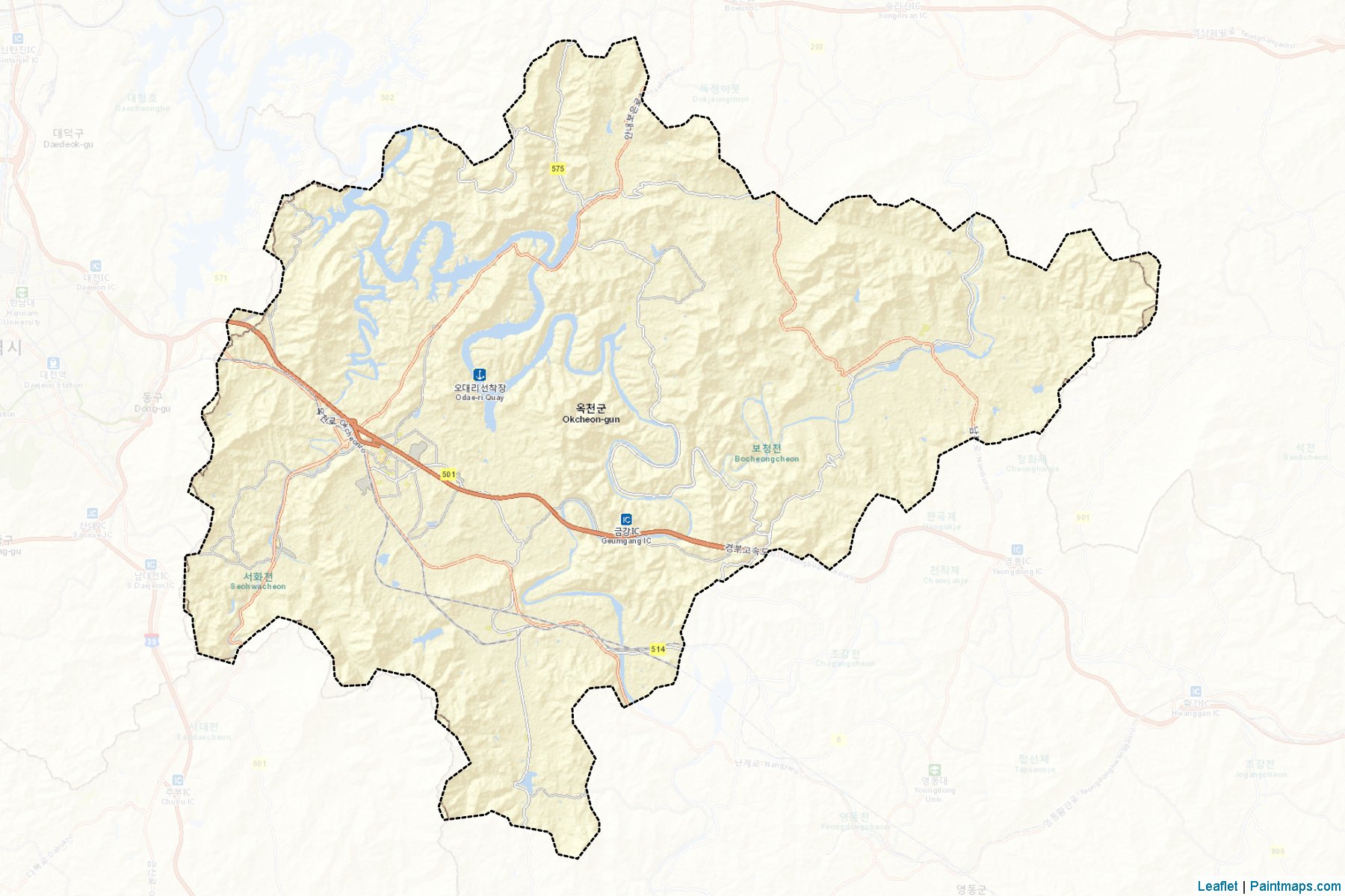 Muestras de recorte de mapas Okcheon (North Chungcheong)-2