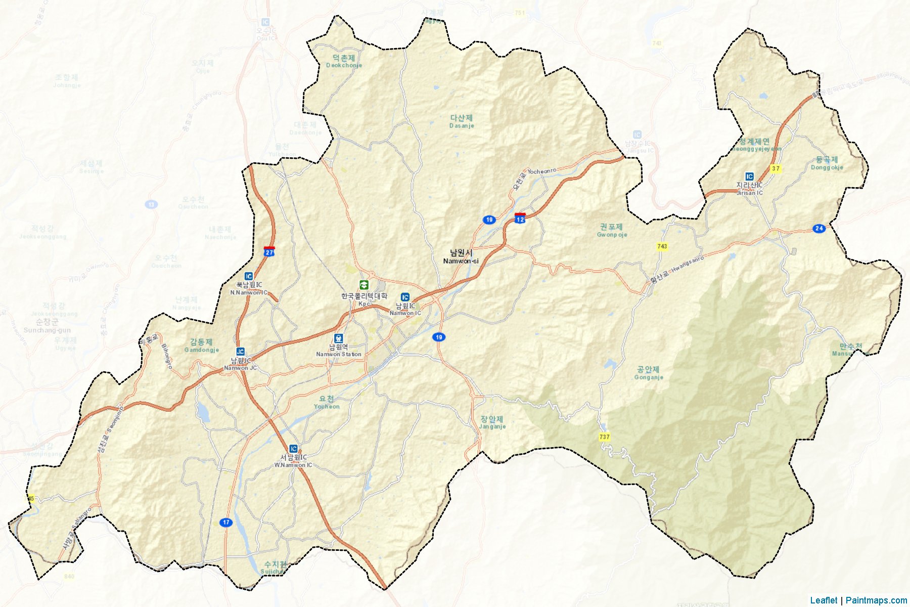 Muestras de recorte de mapas Namwon (North Jeolla)-2