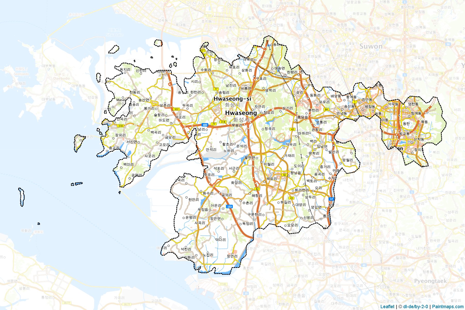 Muestras de recorte de mapas Hwaseong (Gyeonggi)-1