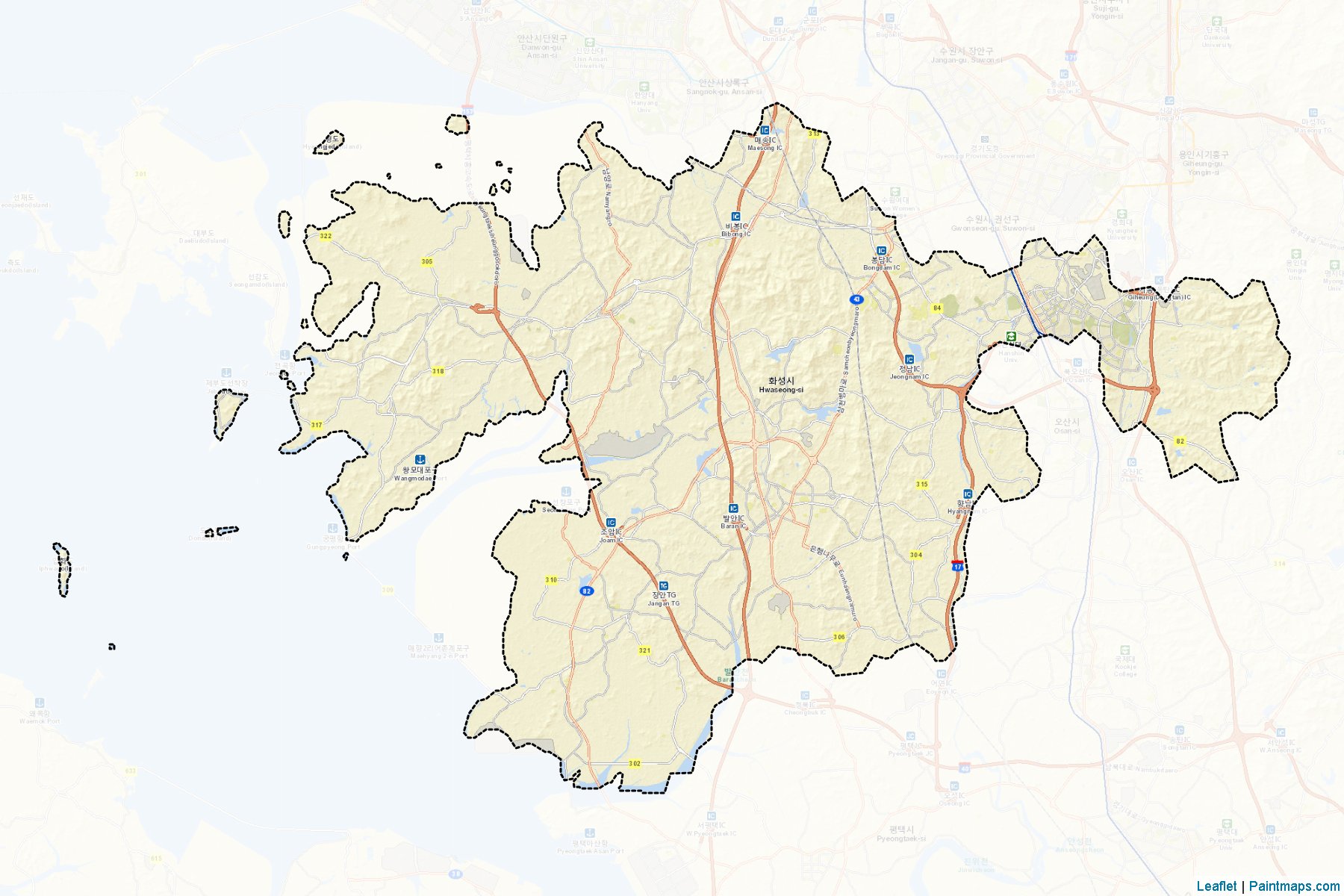 Muestras de recorte de mapas Hwaseong (Gyeonggi)-2