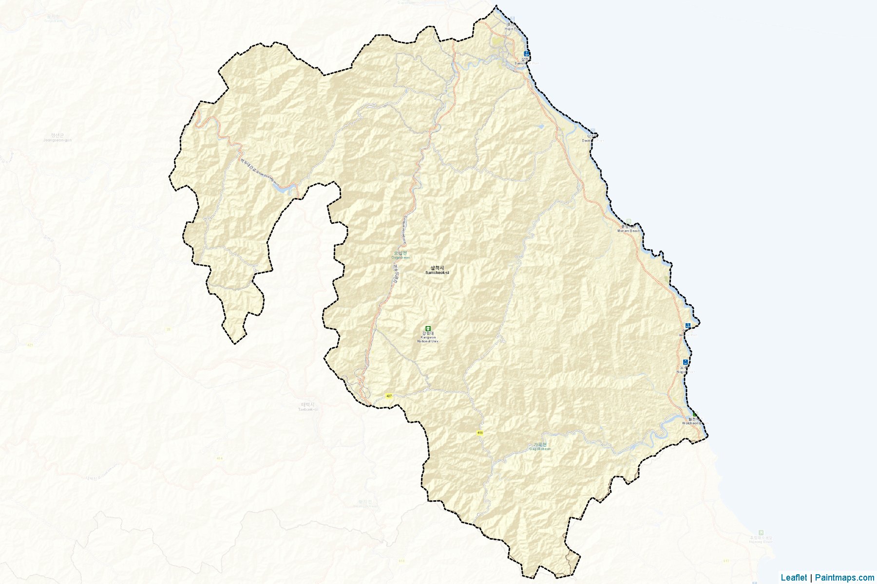 Muestras de recorte de mapas Samcheok (Gangwon)-2