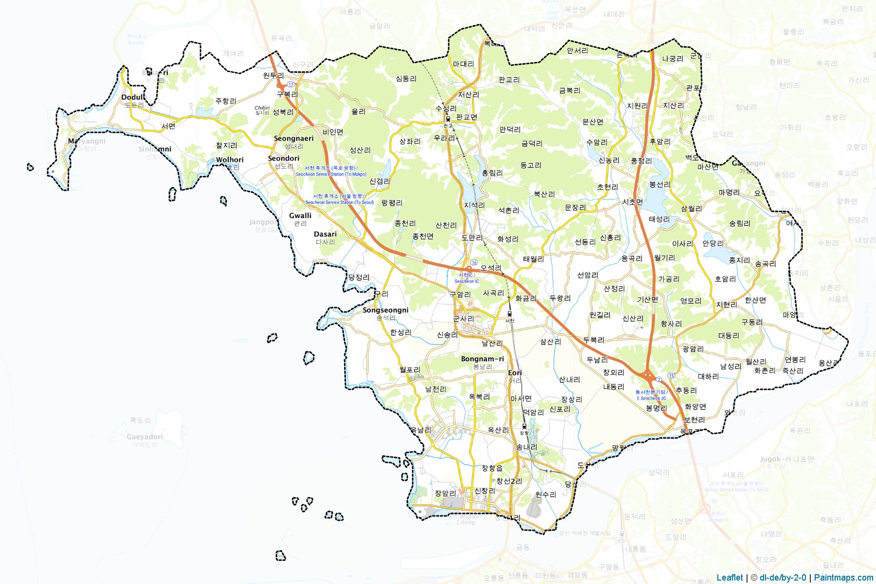 Muestras de recorte de mapas Seocheon (South Chungcheong)-1