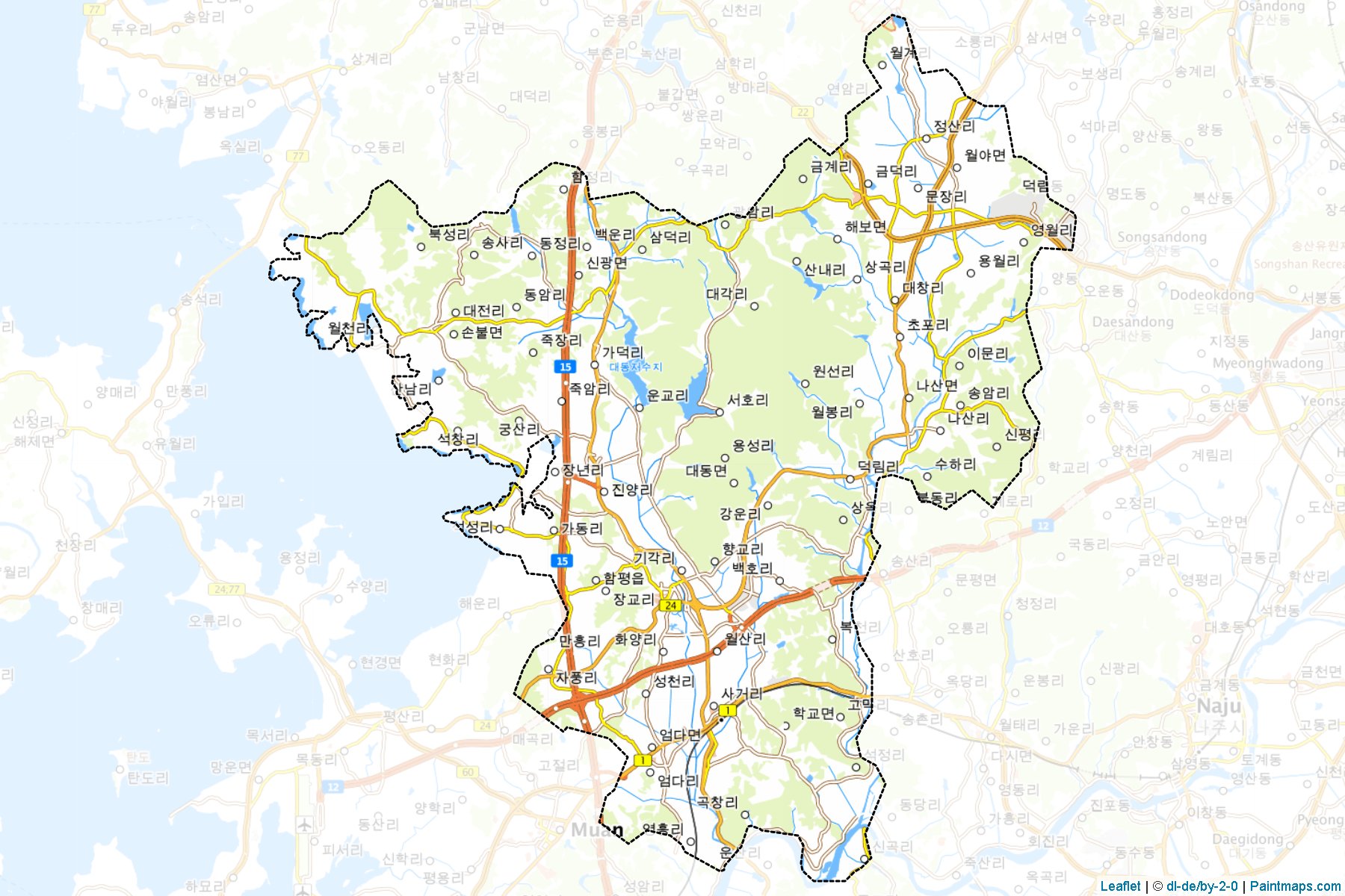 Muestras de recorte de mapas Hampyeong (South Jeolla)-1