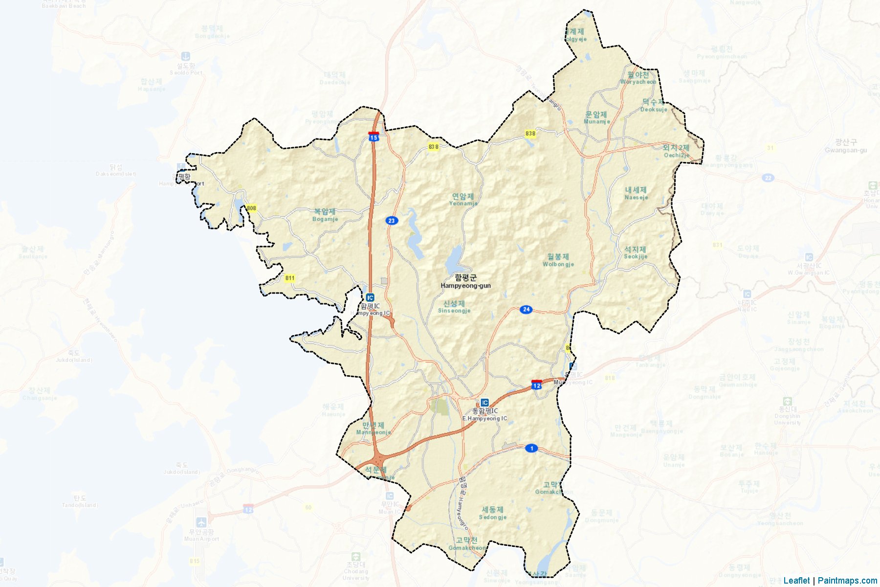 Muestras de recorte de mapas Hampyeong (South Jeolla)-2