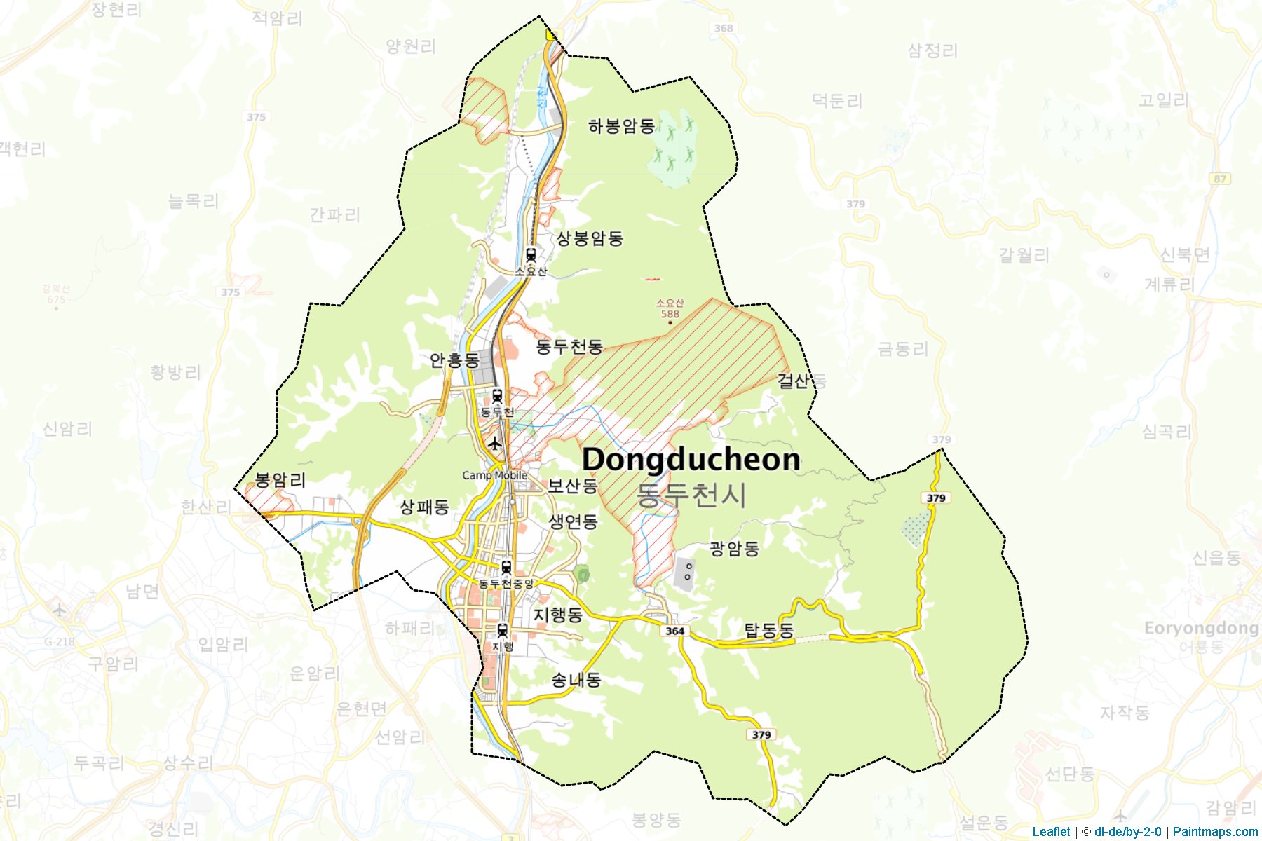 Muestras de recorte de mapas Dongducheon (Gyeonggi)-1