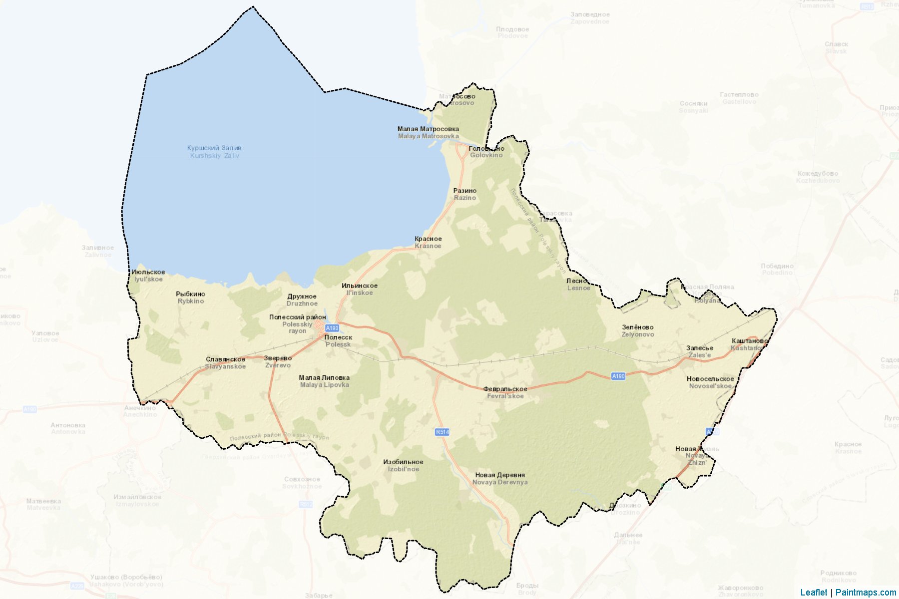 Muestras de recorte de mapas Polesskiy (Kaliningrad)-2