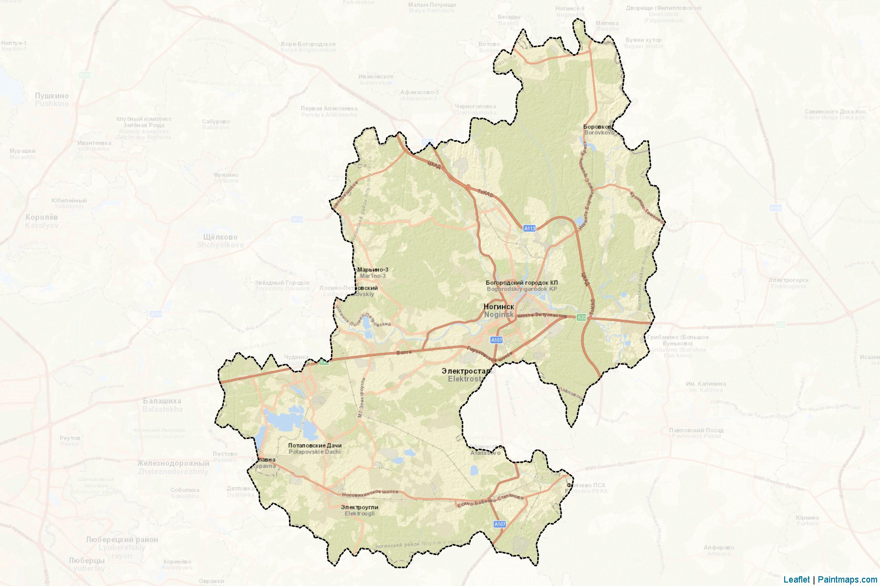 Muestras de recorte de mapas Noginskiy (Moscow Oblast)-2