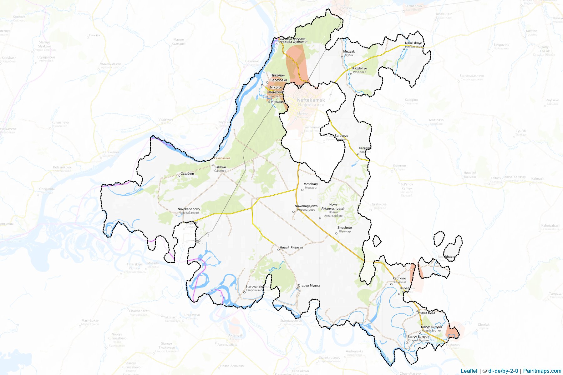 Muestras de recorte de mapas Krasnokamskiy (Bashkortostan)-1