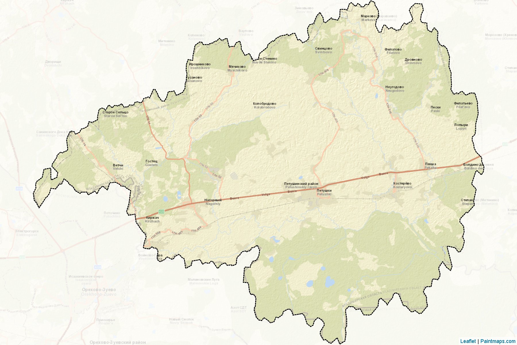 Muestras de recorte de mapas Petushinskiy (Vladimir)-2