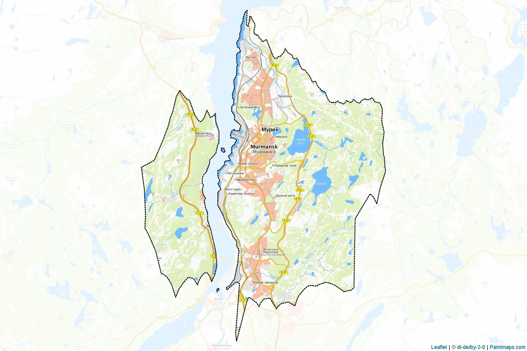 Murmansk (Murmansk) Map Cropping Samples-1