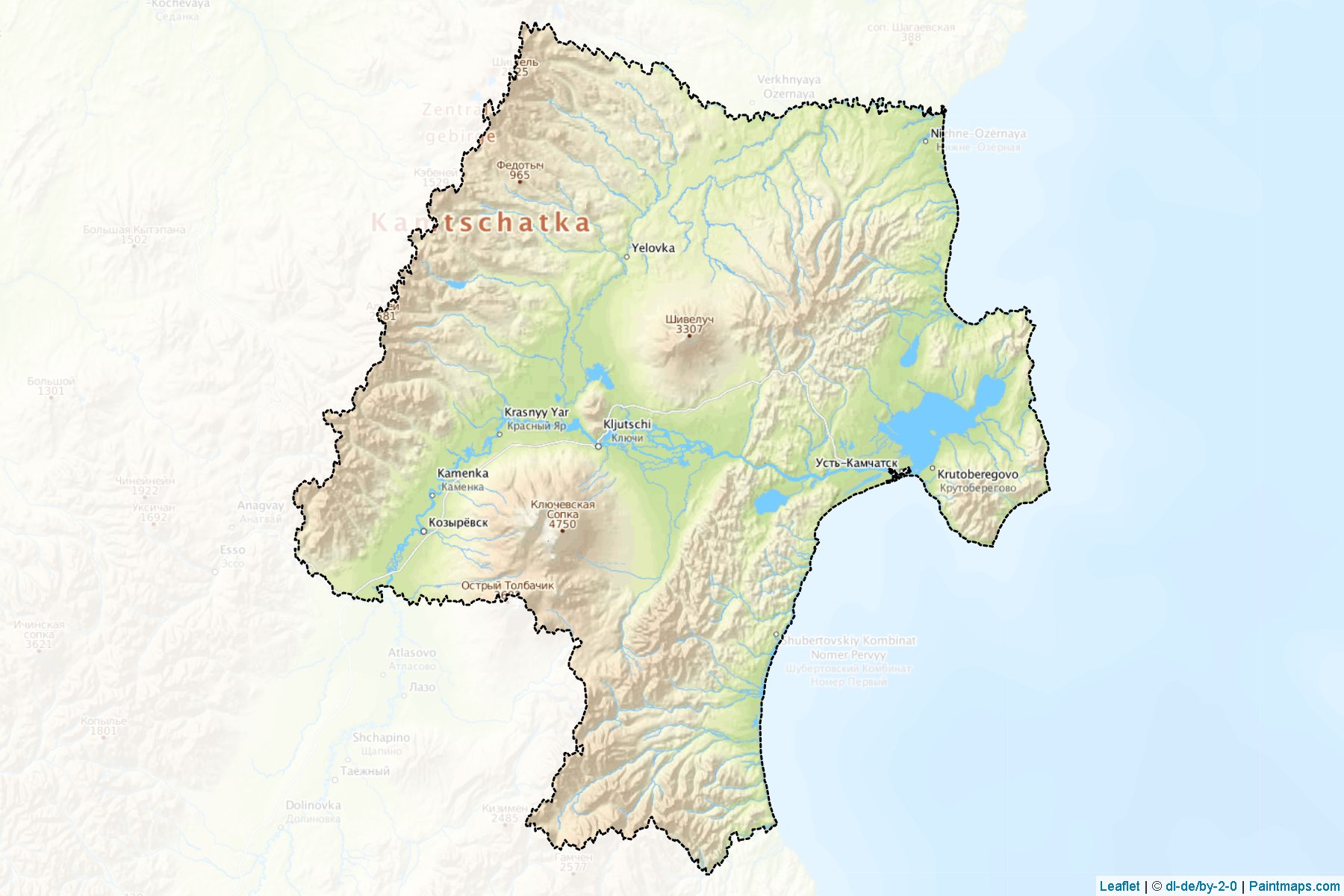 Ust'-Kamchatskiy (Kamchatka) Haritası Örnekleri-1