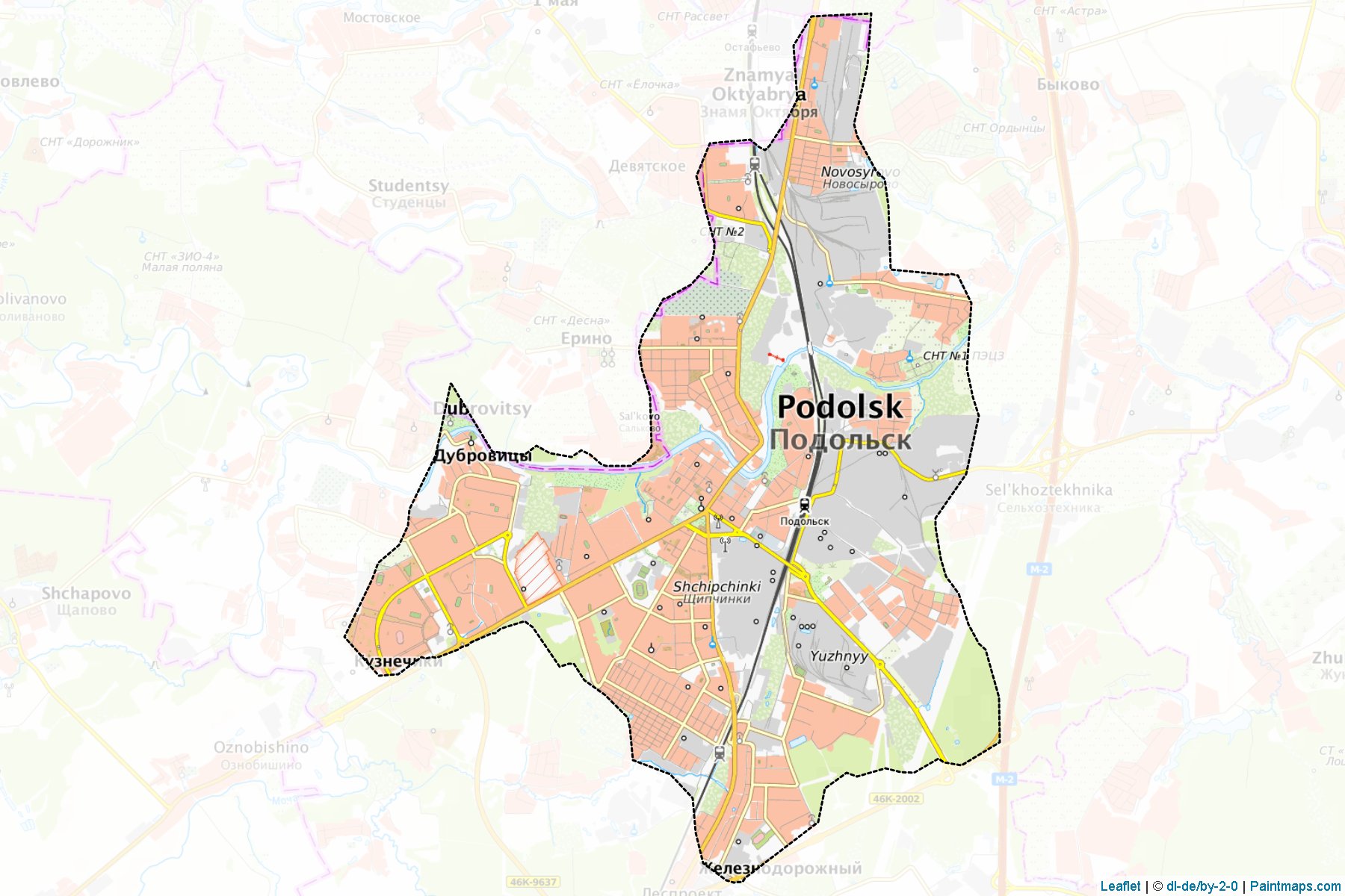 Muestras de recorte de mapas Podol'sk (Moscow Oblast)-1