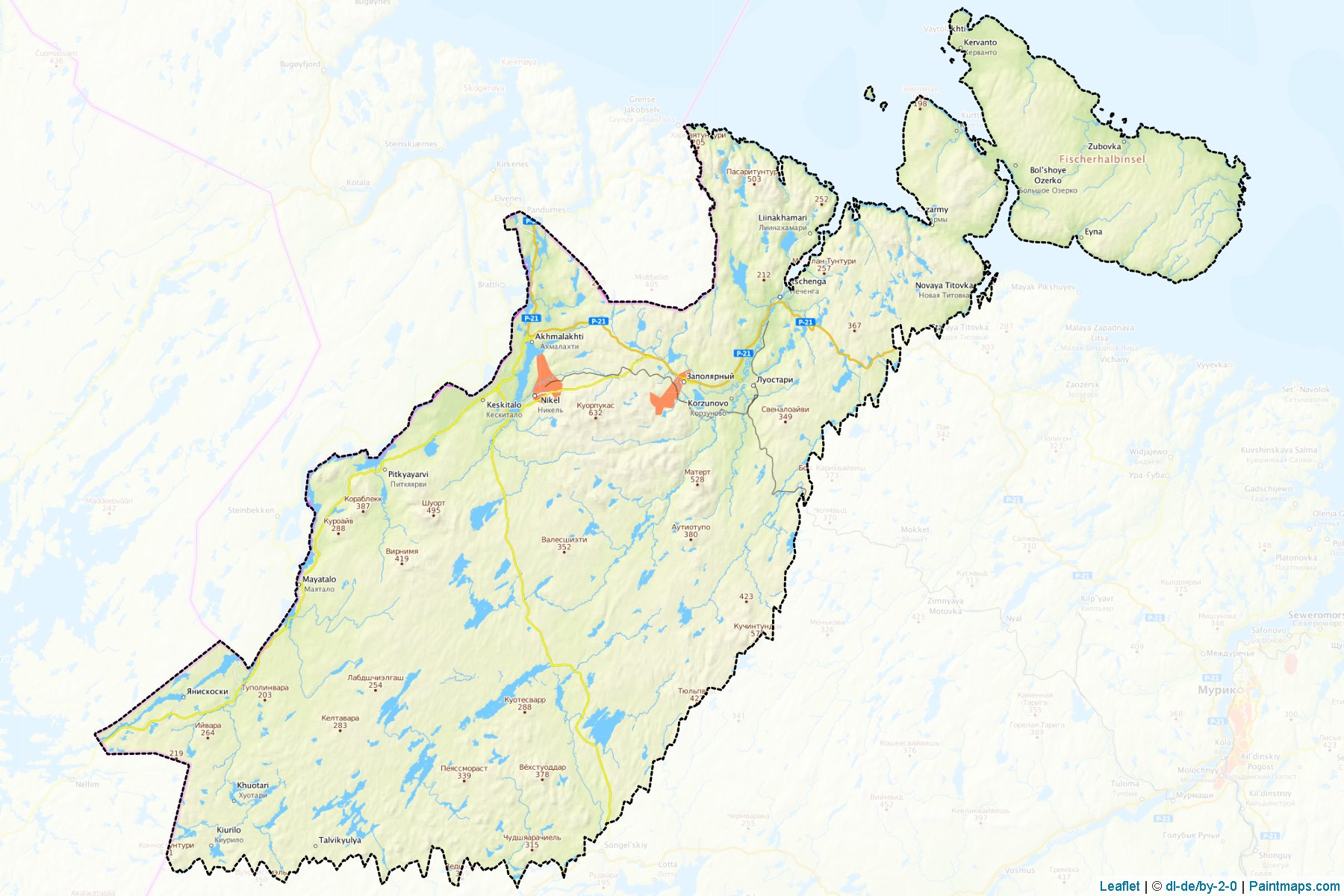 Muestras de recorte de mapas Pechengskiy (Murmansk)-1