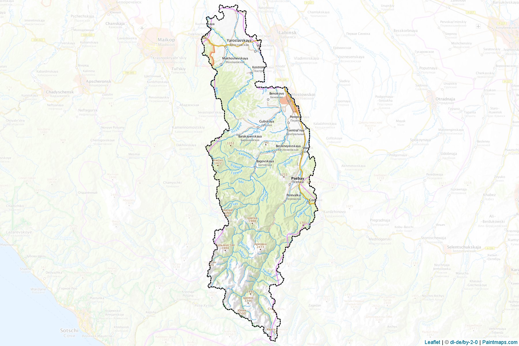 Muestras de recorte de mapas Mostovskiy (Krasnodar)-1