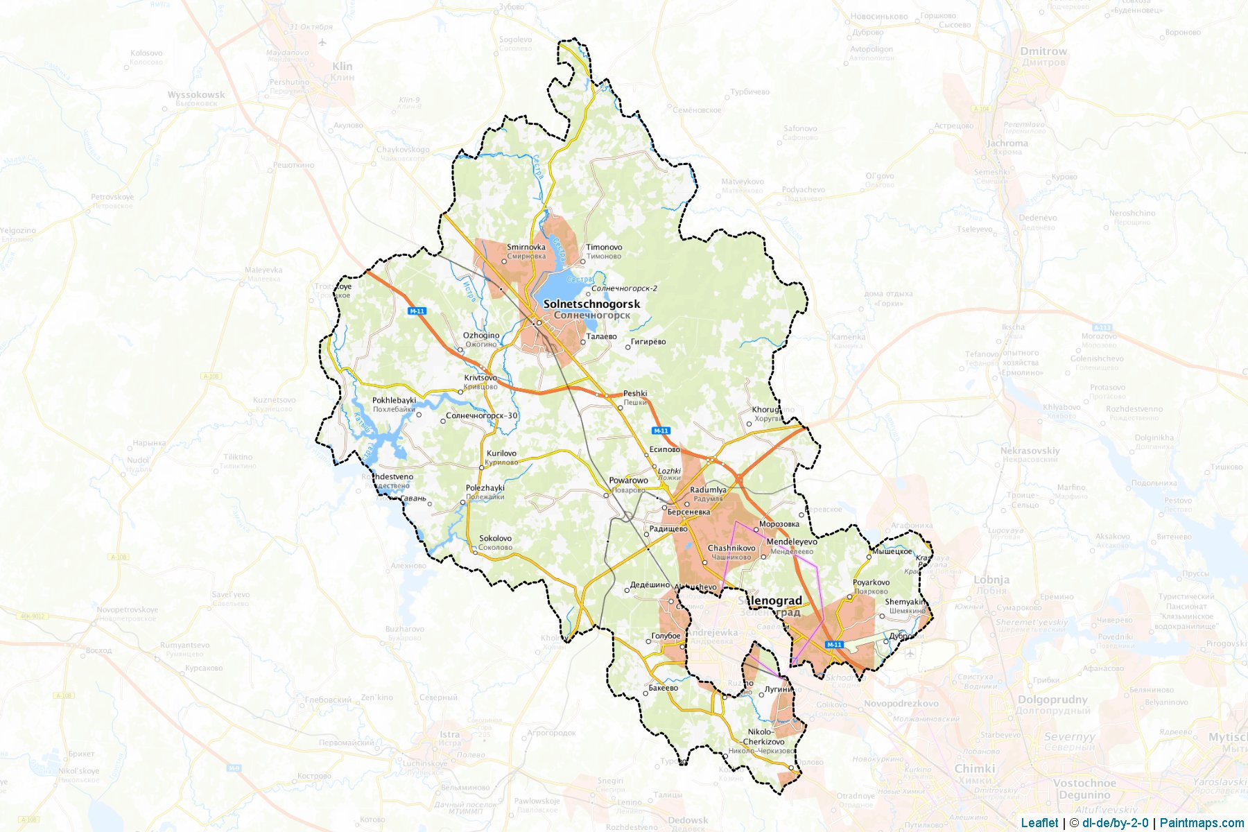 Muestras de recorte de mapas Solnechnogorskiy (Moscow Oblast)-1