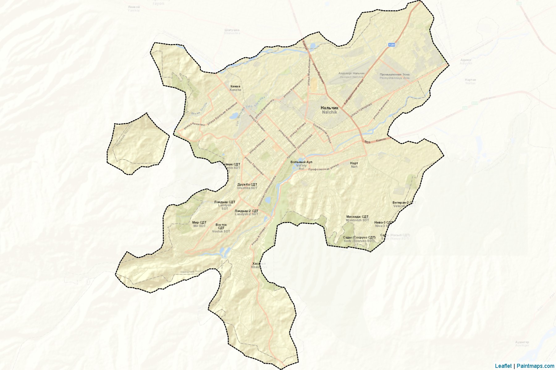 Muestras de recorte de mapas Nal'chik (Kabardino-Balkar)-2