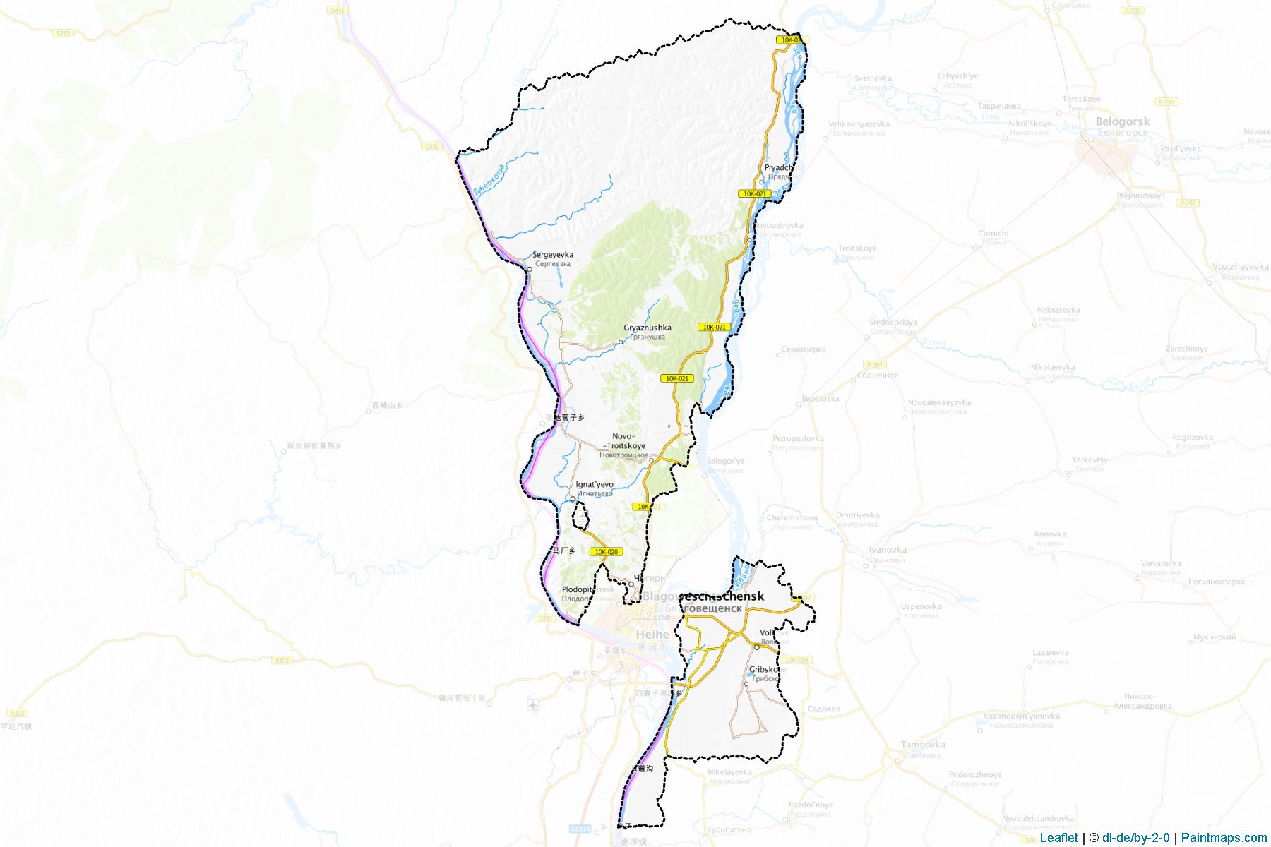 Muestras de recorte de mapas Blagoveshhenskiy (Amur)-1