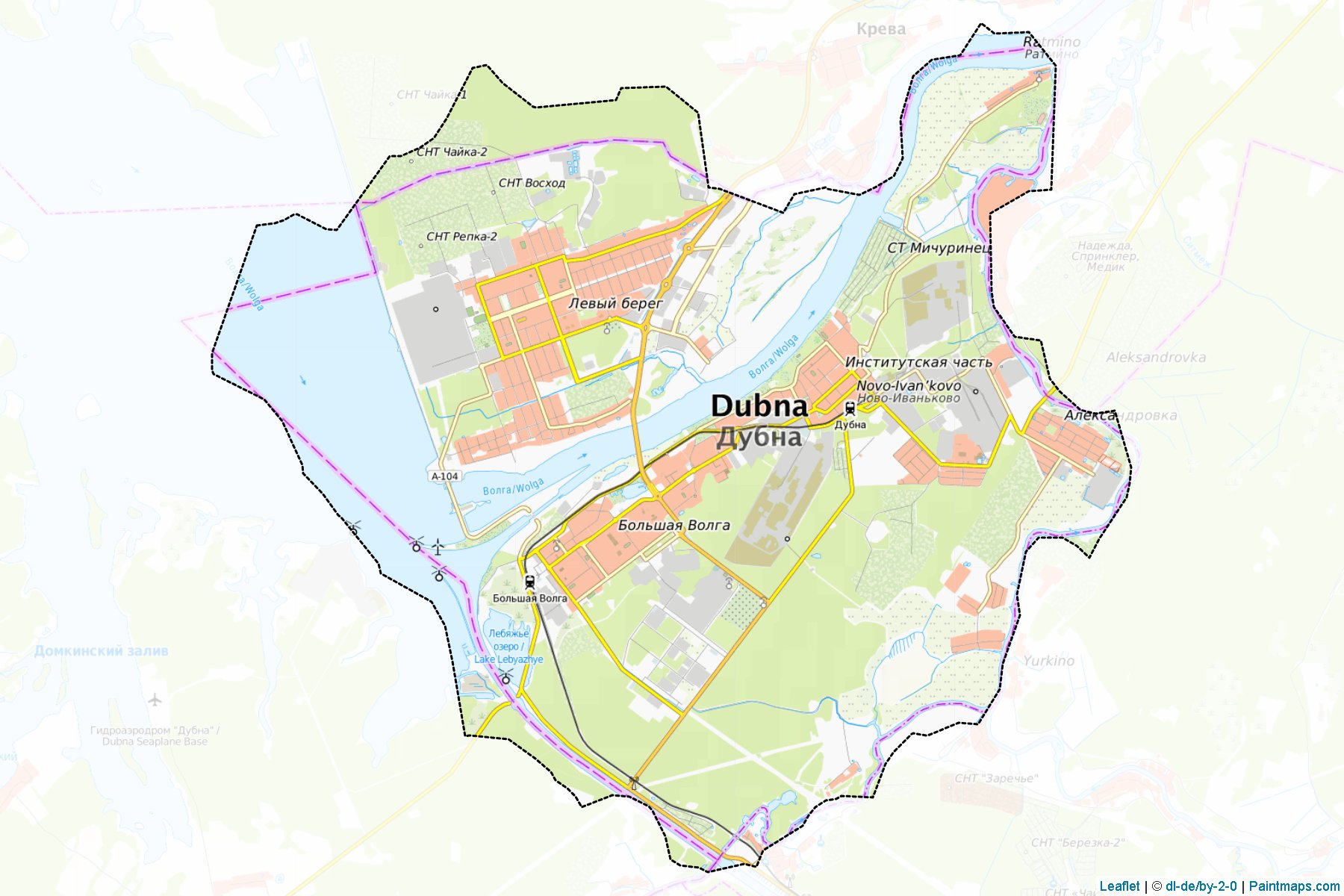 Muestras de recorte de mapas Dubna (Moscow Oblast)-1