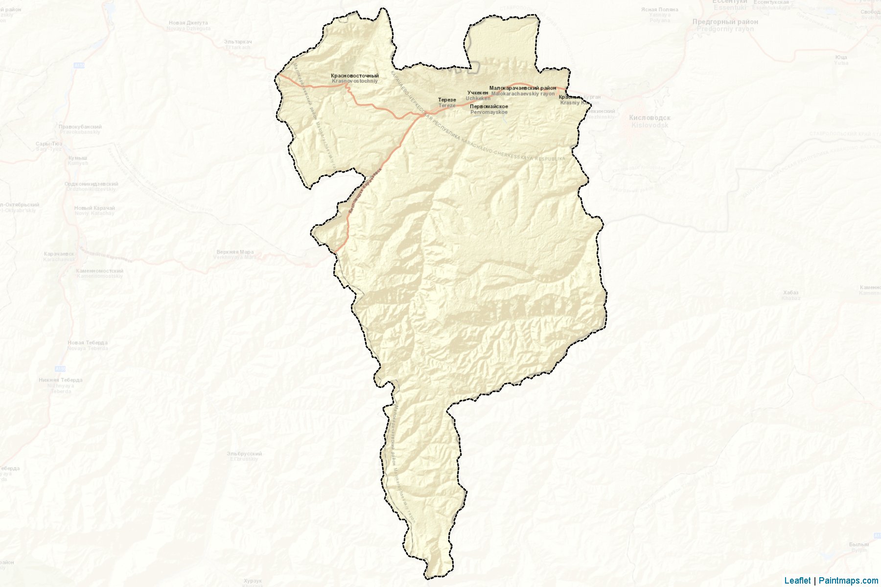 Muestras de recorte de mapas Malokarachaevskiy (Karachay-Cherkess)-2