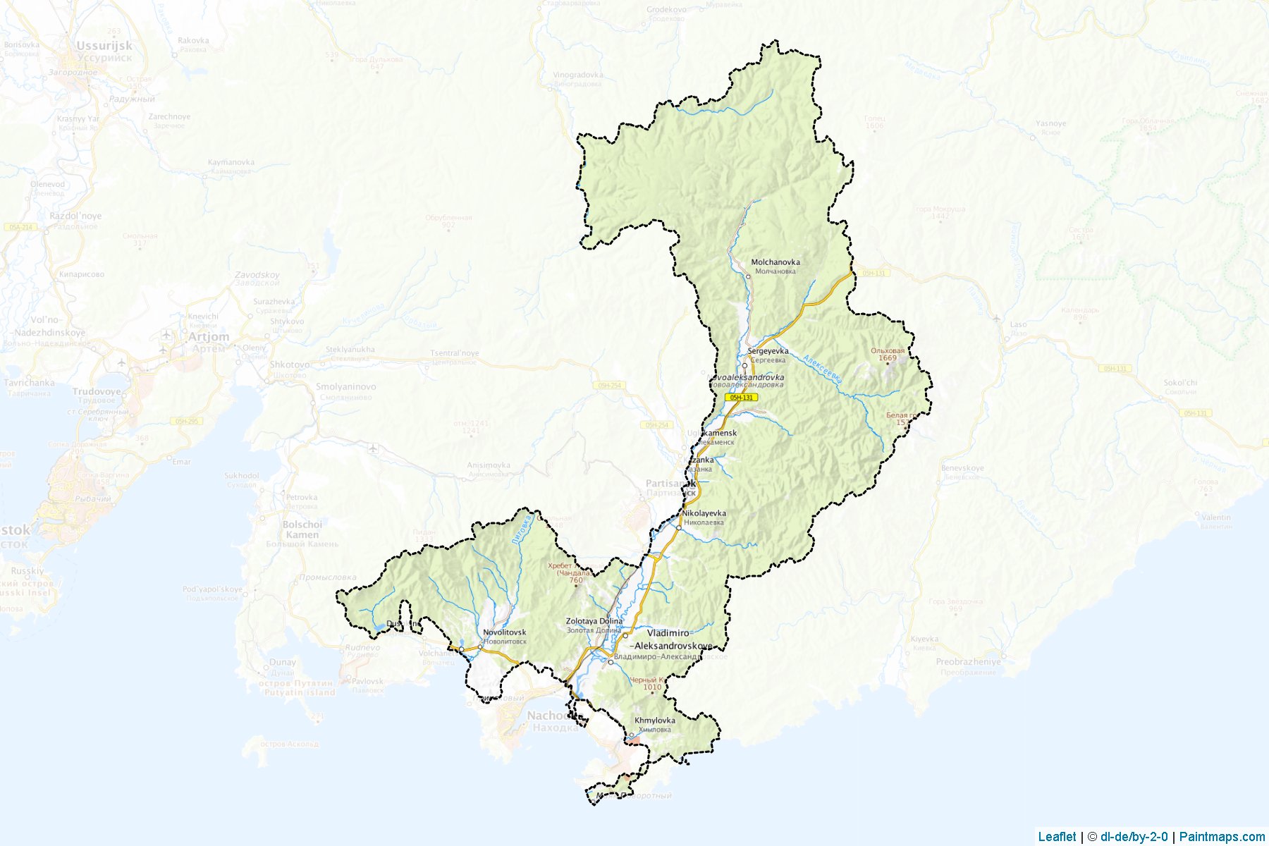 Muestras de recorte de mapas Partizanskiy (Primorsky)-1