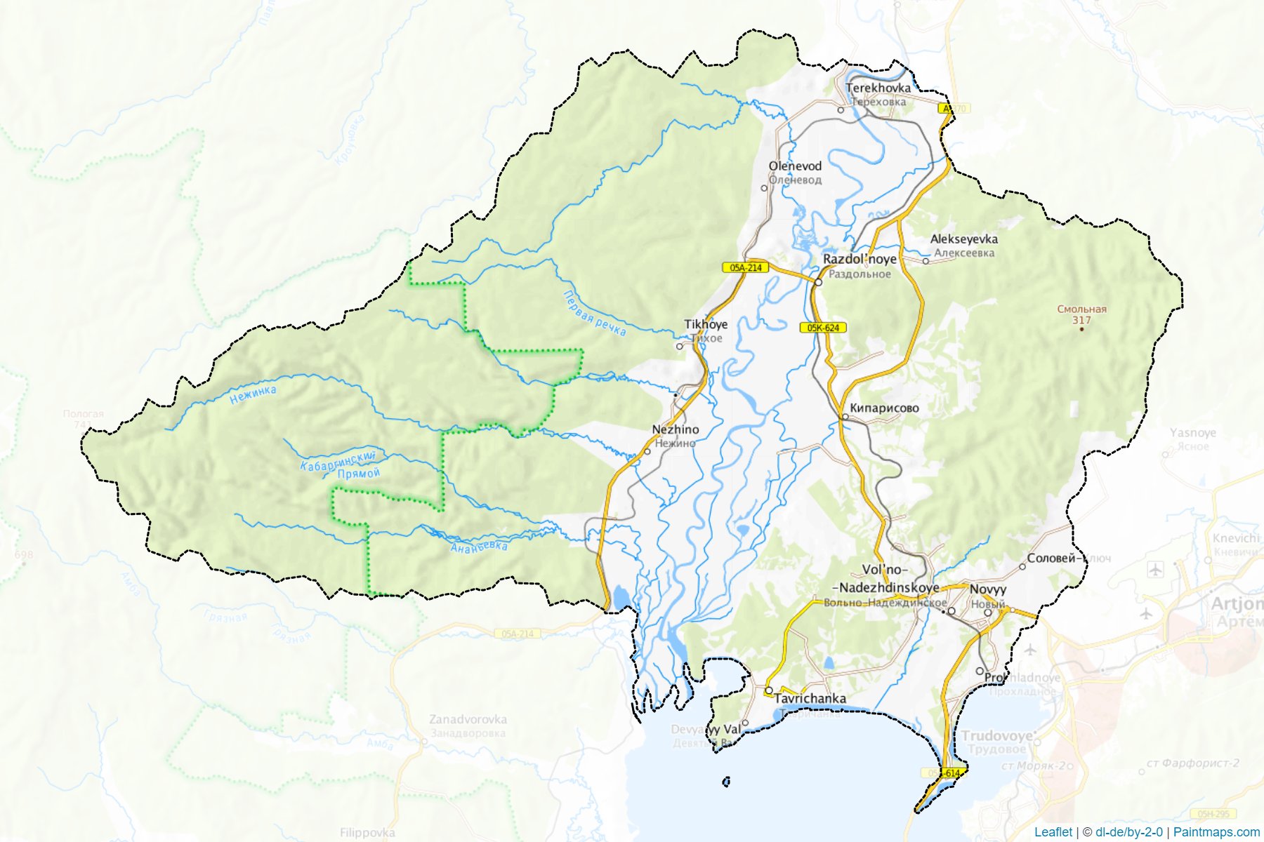 Muestras de recorte de mapas Nadezhdinskiy (Primorsky)-1