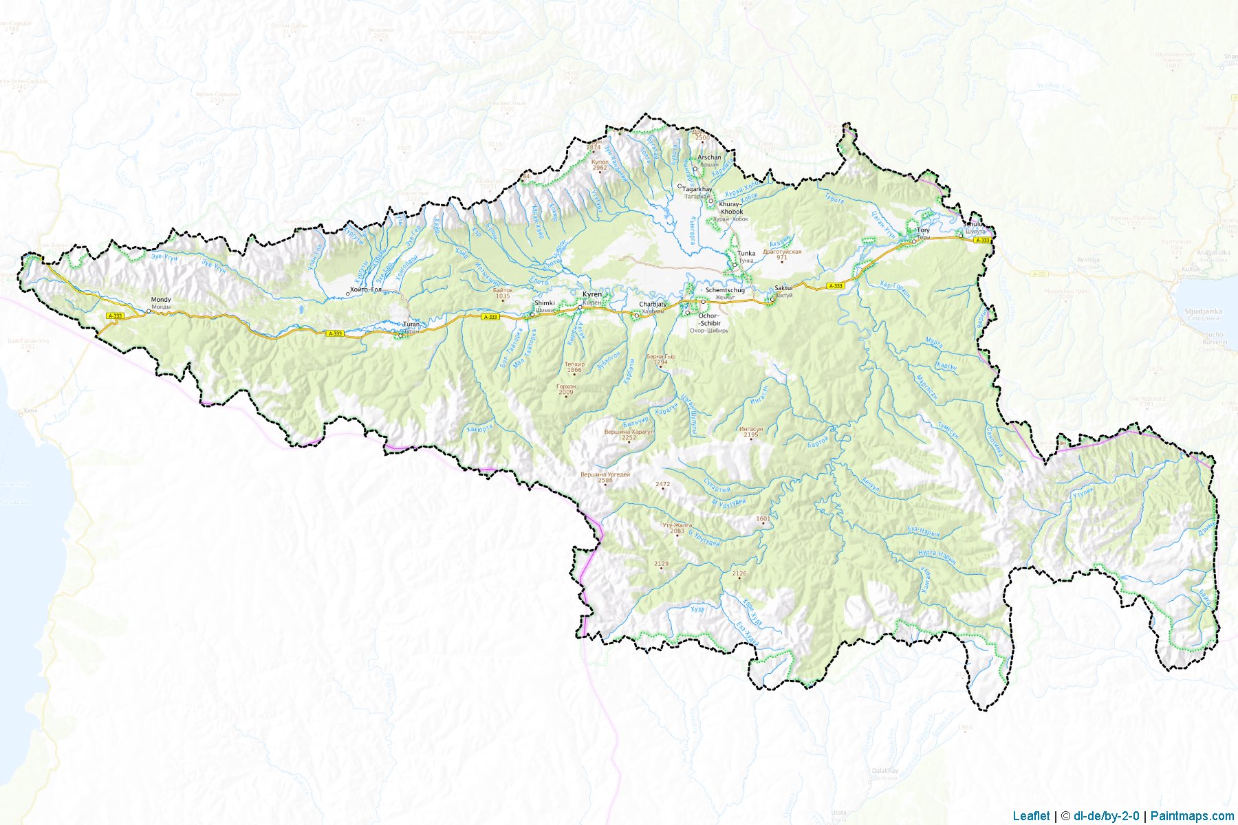 Muestras de recorte de mapas Tunkinskiy (Buryat)-1