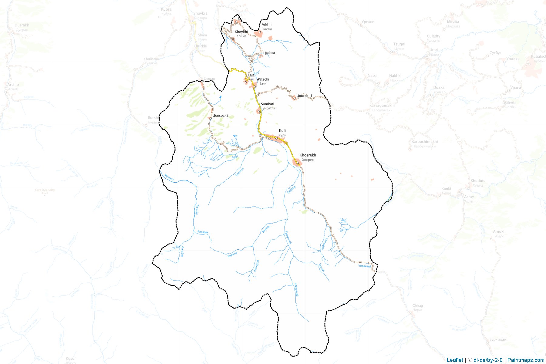 Muestras de recorte de mapas Kulinskiy (Dagestan)-1