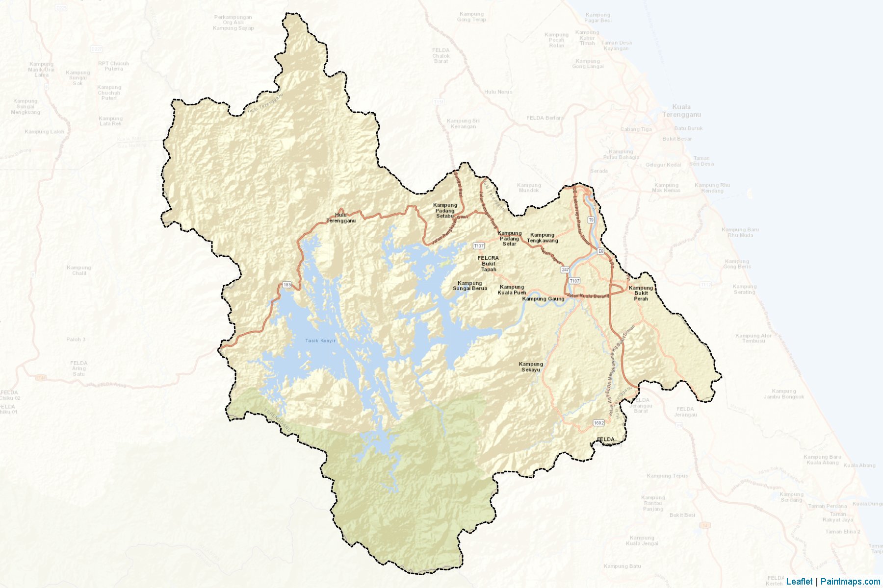 Muestras de recorte de mapas Hulu Terengganu (Trengganu)-2