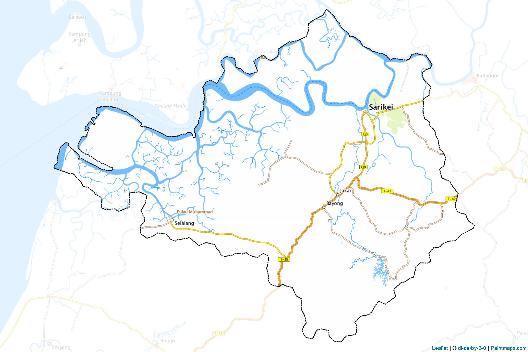 Muestras de recorte de mapas Sarikei (Sarawak)-1