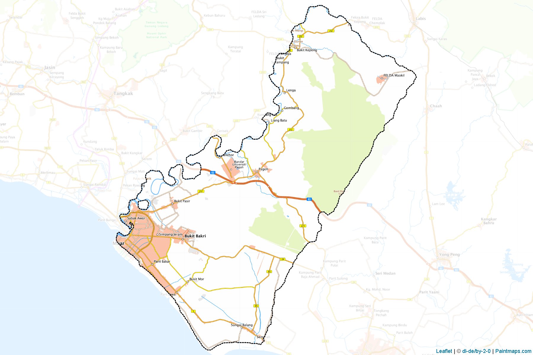 Muestras de recorte de mapas Muar (Johor)-1