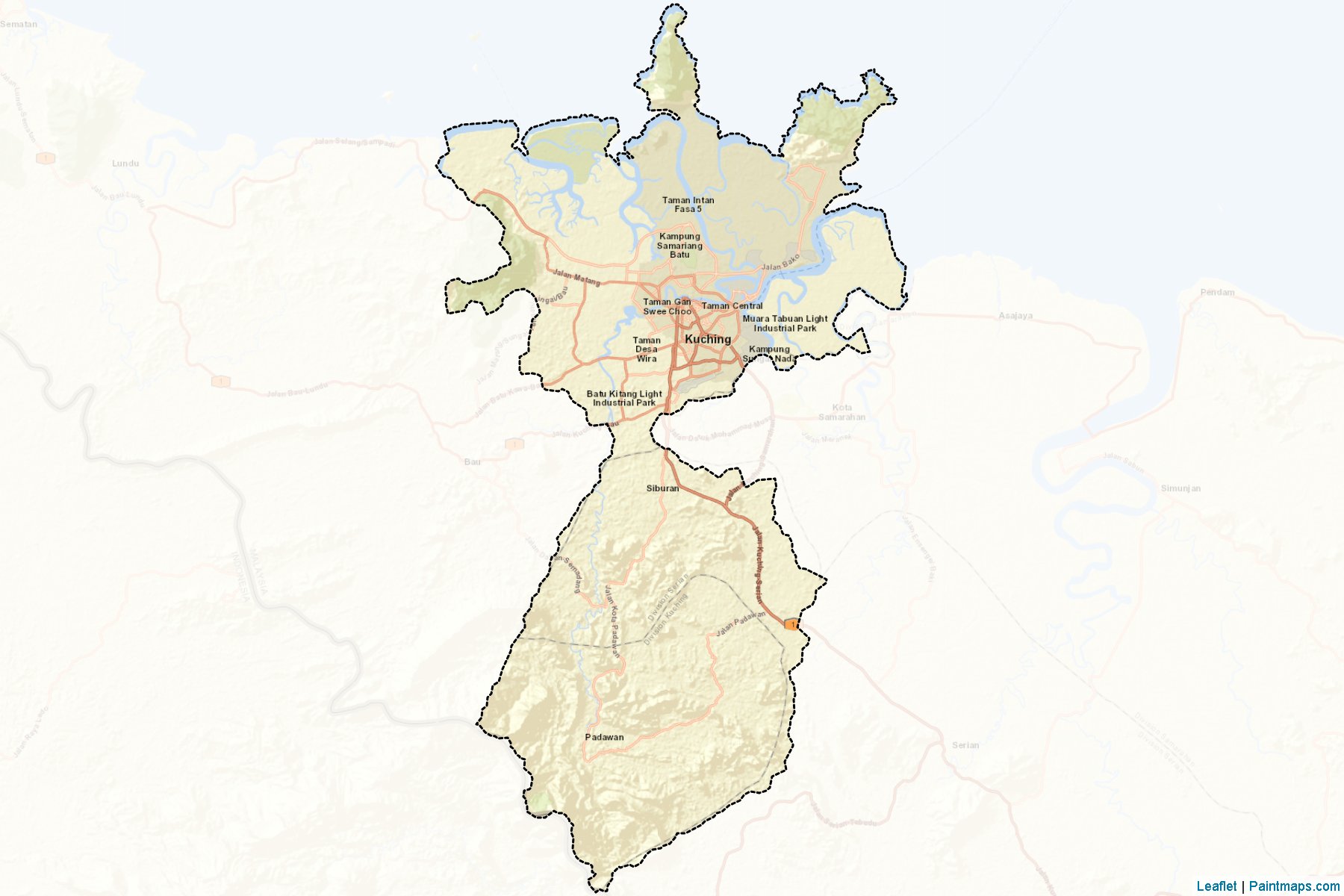 Muestras de recorte de mapas Kuching (Sarawak)-2