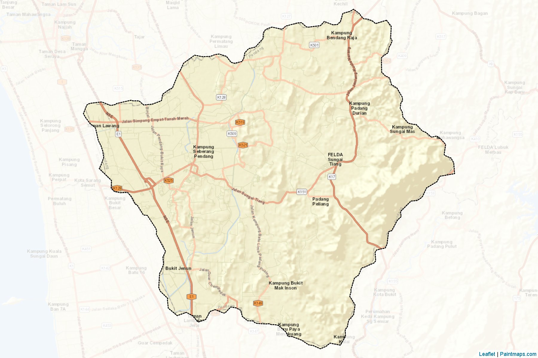 Muestras de recorte de mapas Pendang (Kedah)-2