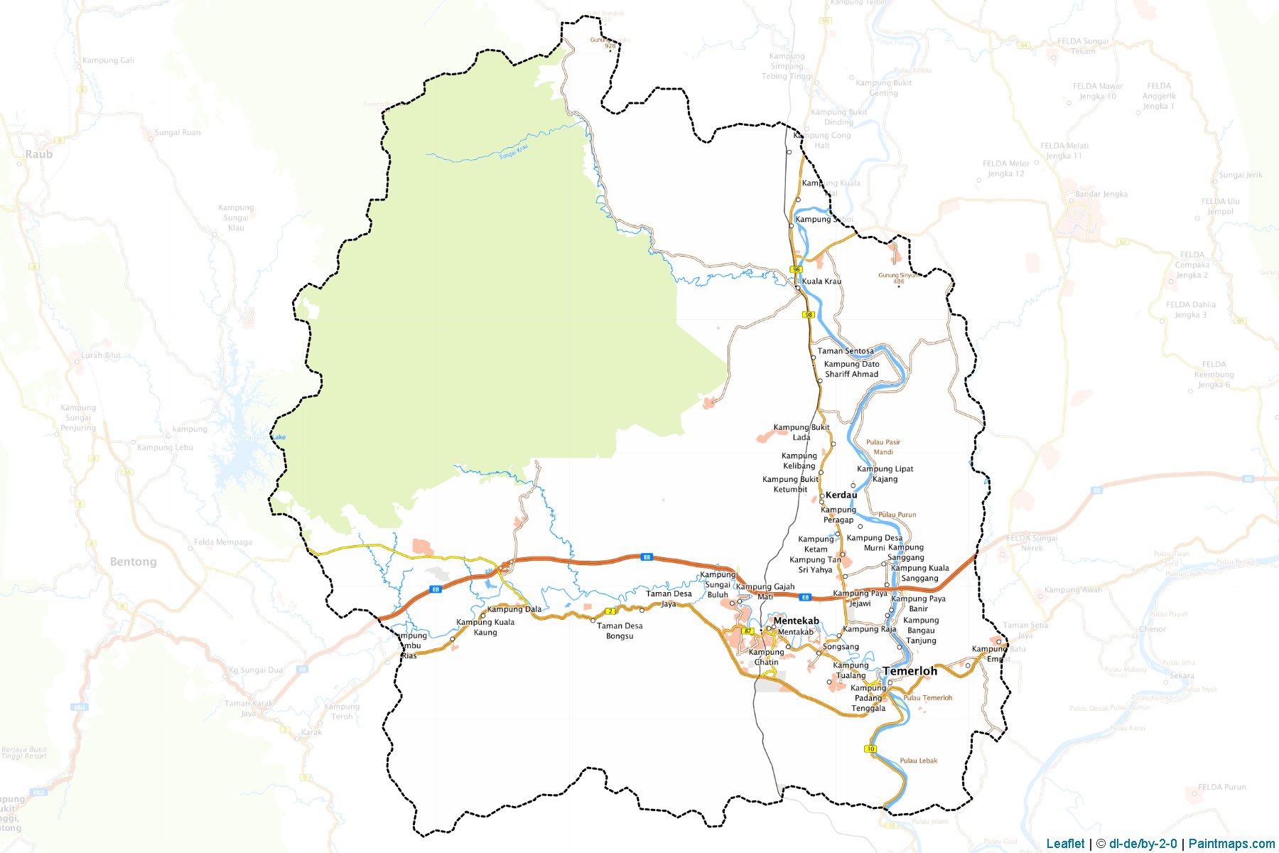 Muestras de recorte de mapas Temerloh (Pahang)-1