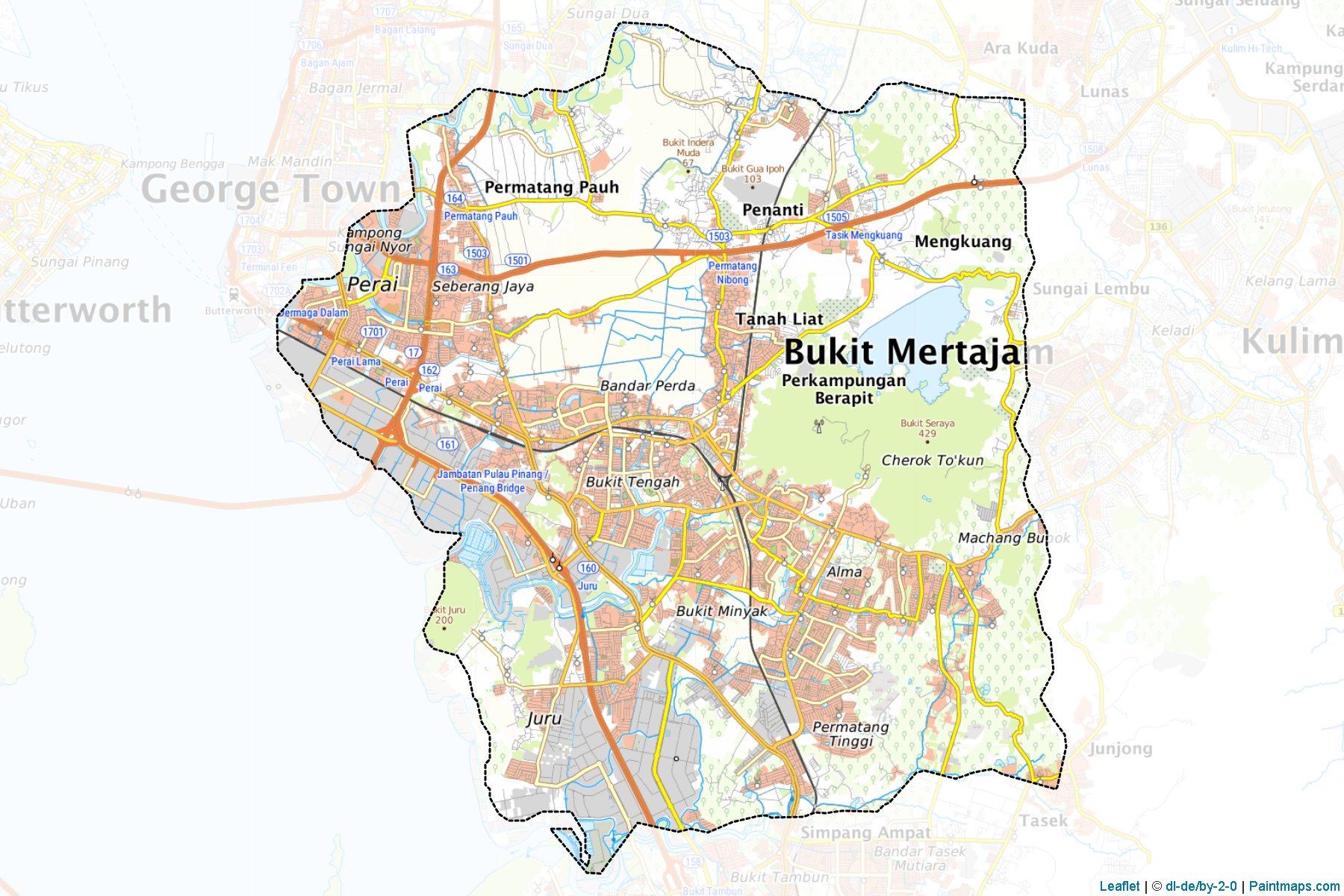 Border cropping samples for Seberang Perai Tengah map.