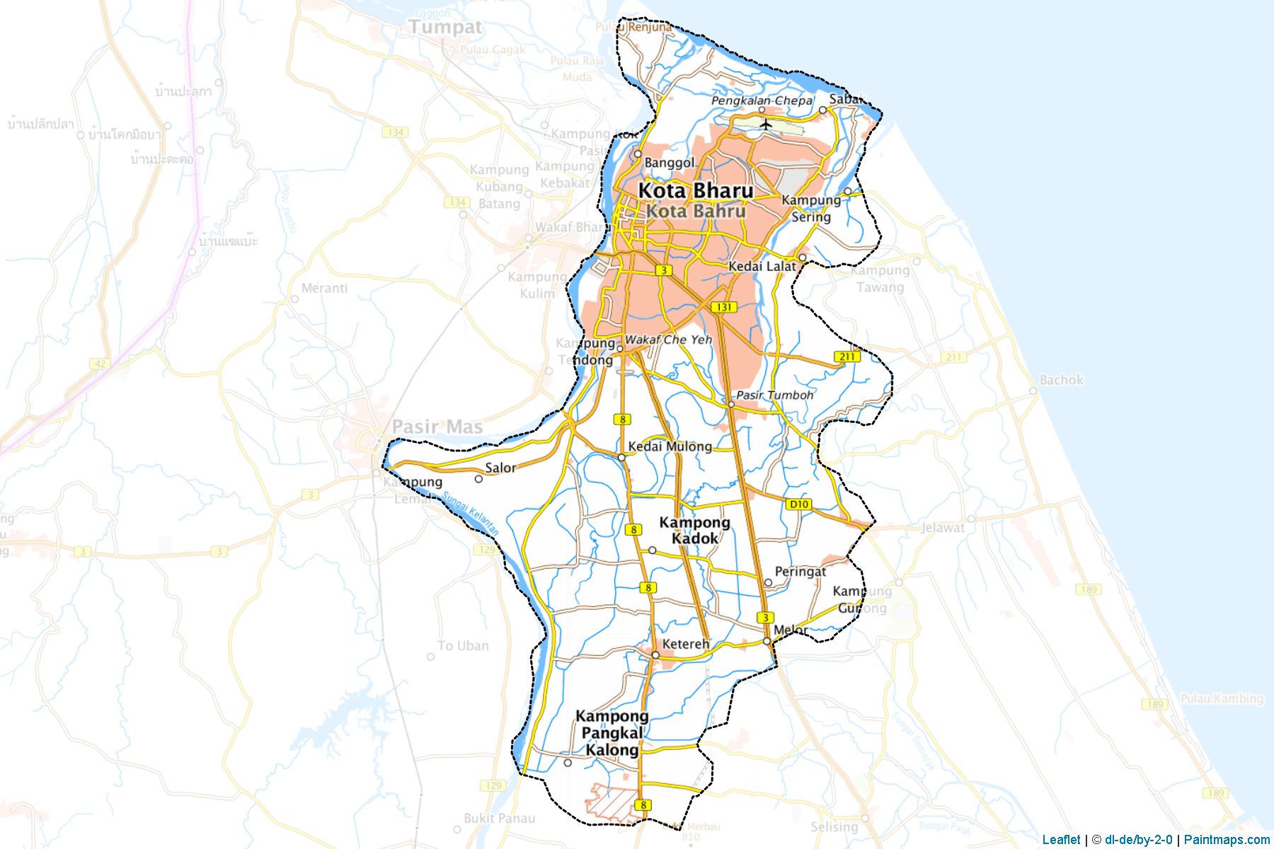 Muestras de recorte de mapas Kota Bharu (Kelantan)-1