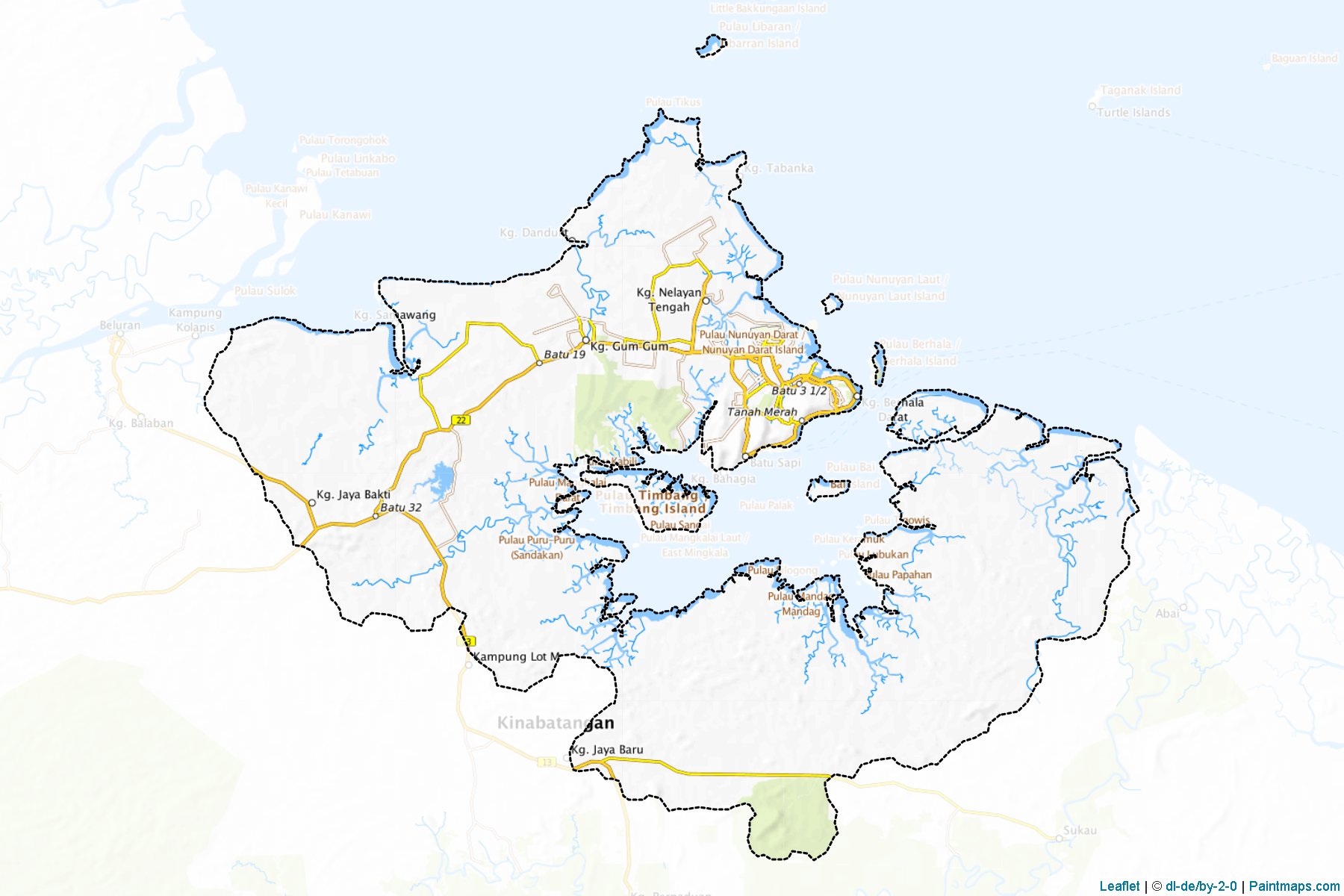 Muestras de recorte de mapas Sandakan (Sabah)-1