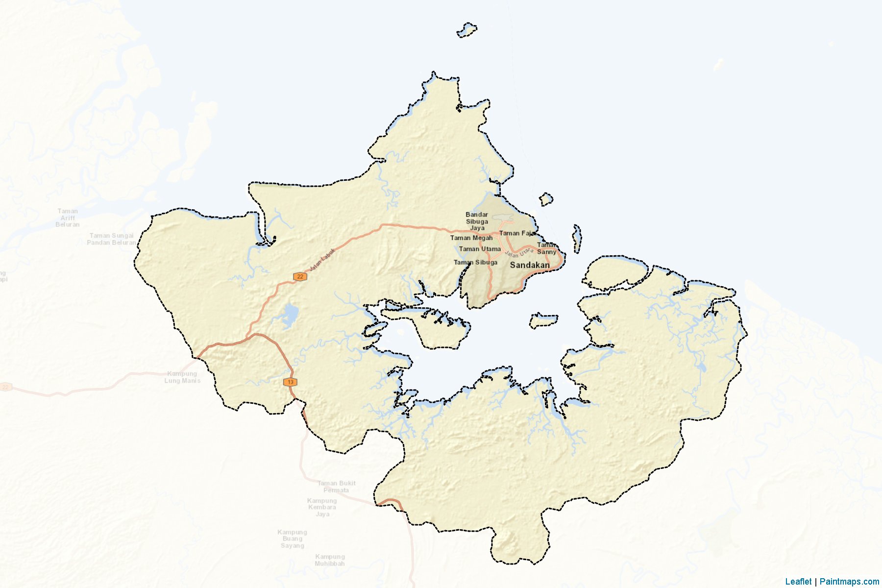 Muestras de recorte de mapas Sandakan (Sabah)-2