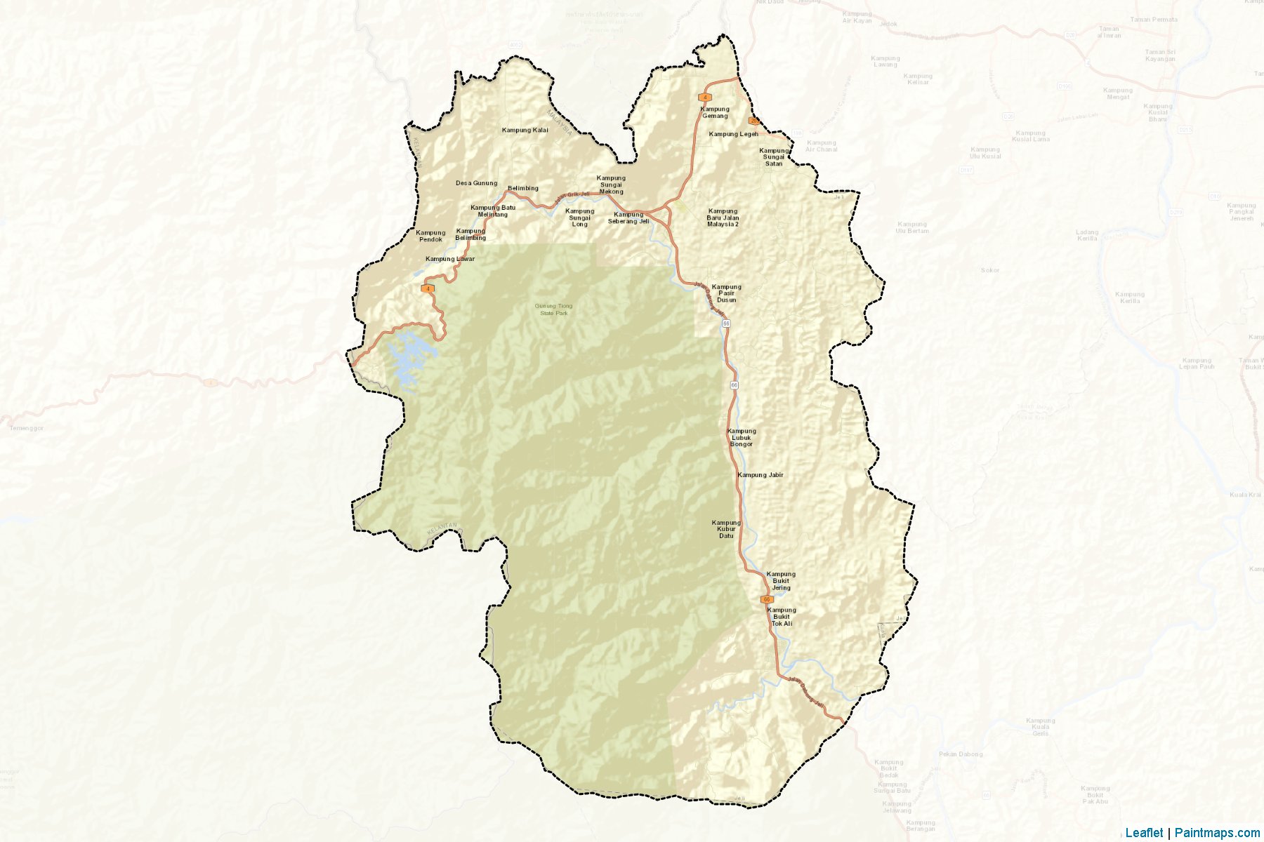 Muestras de recorte de mapas Jeli (Kelantan)-2