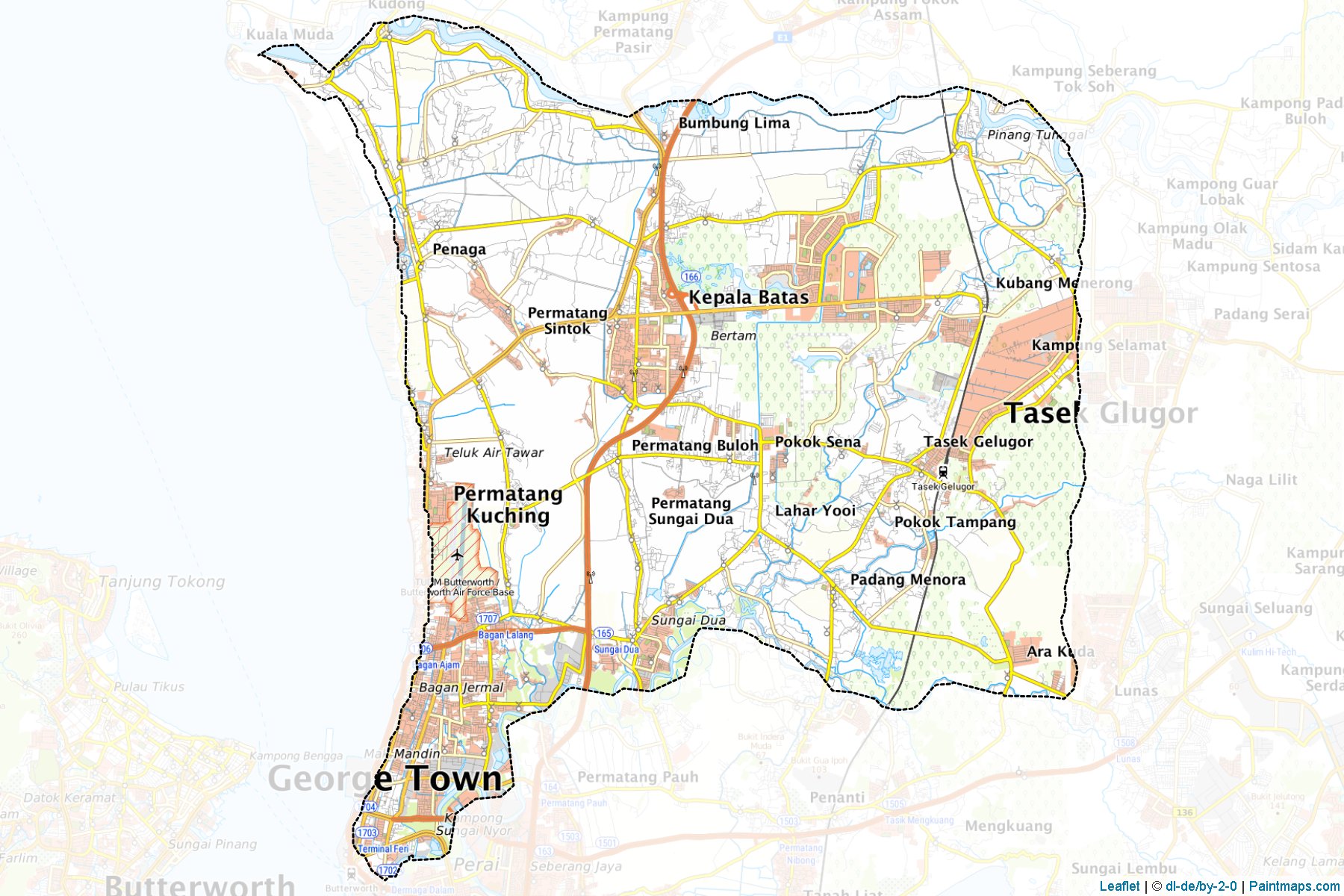 Border cropping samples for Seberang Perai Utara map.