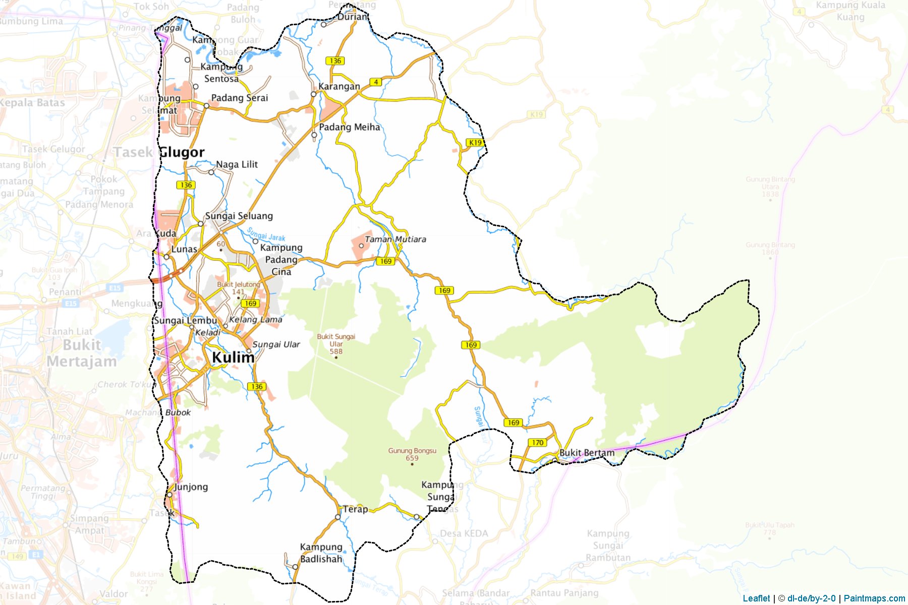 Muestras de recorte de mapas Kulim (Kedah)-1