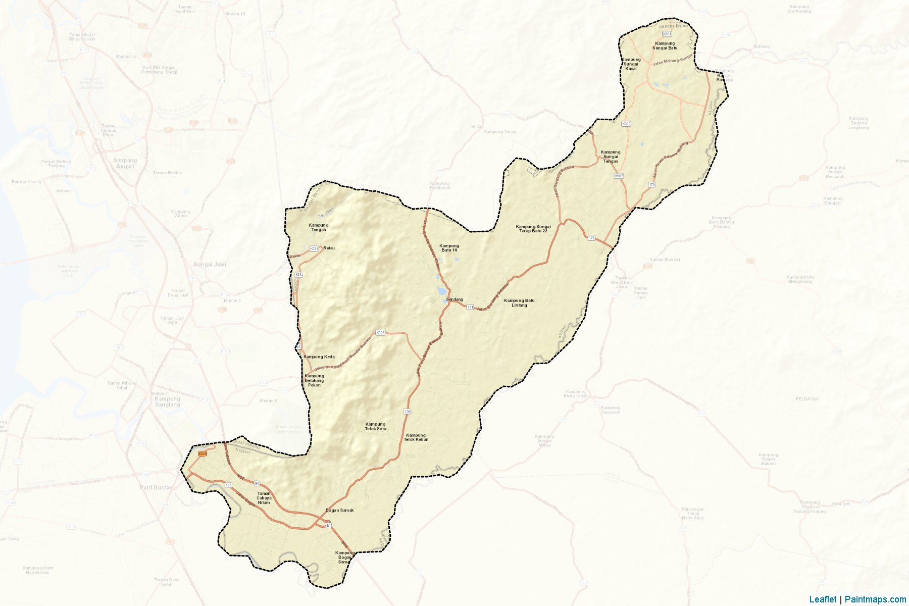 Muestras de recorte de mapas Bandar Baharu (Kedah)-2